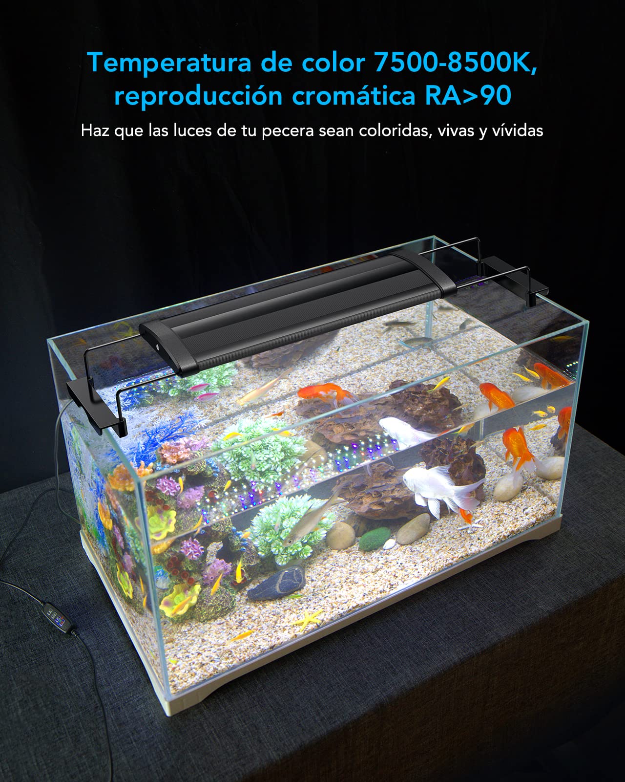Tccbac Luces para Acuarios, 18W, LED de 90-120cm, Peces y Plantas , Soporte Extensible,Tiempo e Iluminación Ajustable, Multicolor — view 8