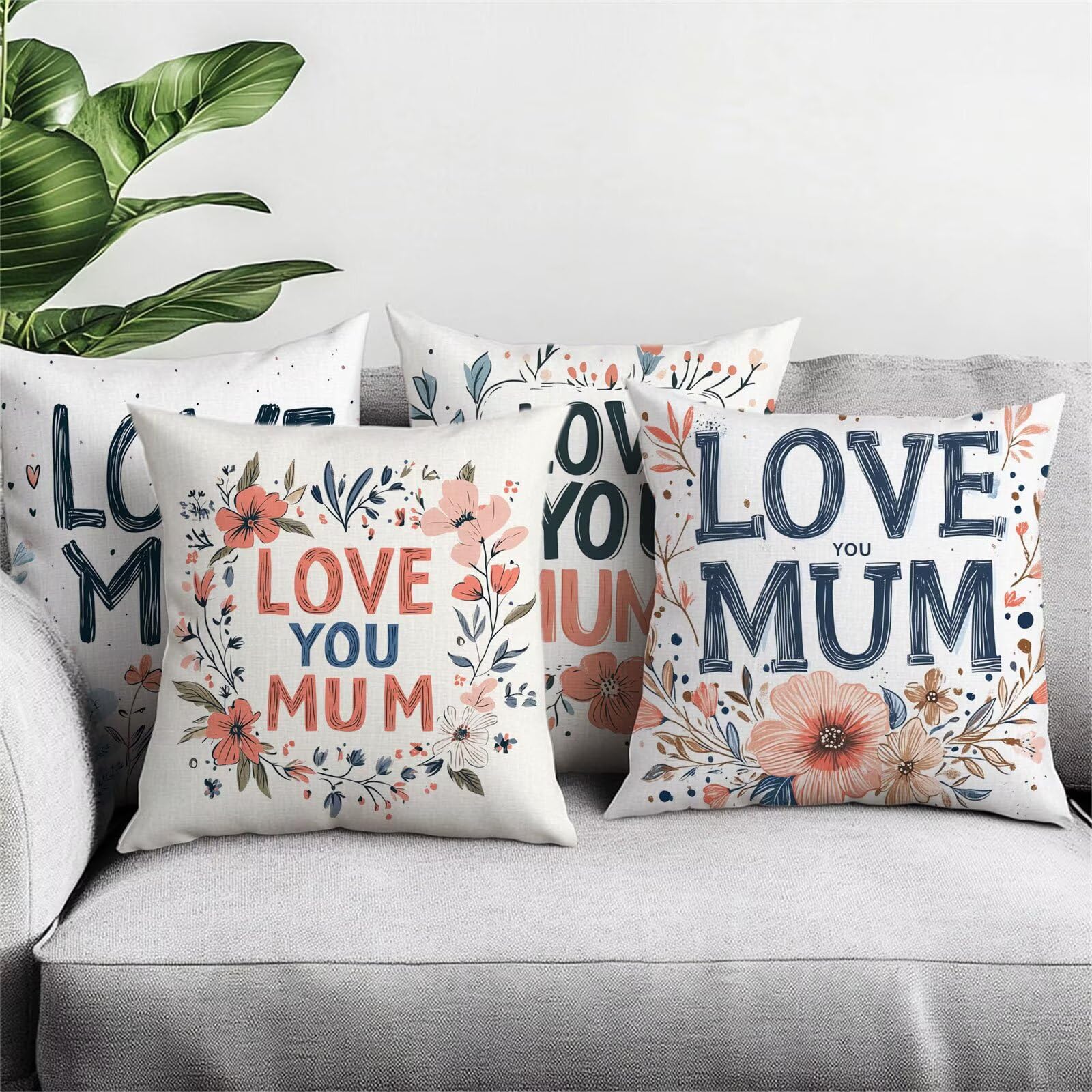 Festa della mamma Cuscini per Divano Esterno Giardino Fiore Cuscini 70x70cm Grandi Copricuscini per Divani Impermeabili Linoi Cushion Covers per Interno/Esterno Balcone Estate Regalo,Set di 4 BZ-6