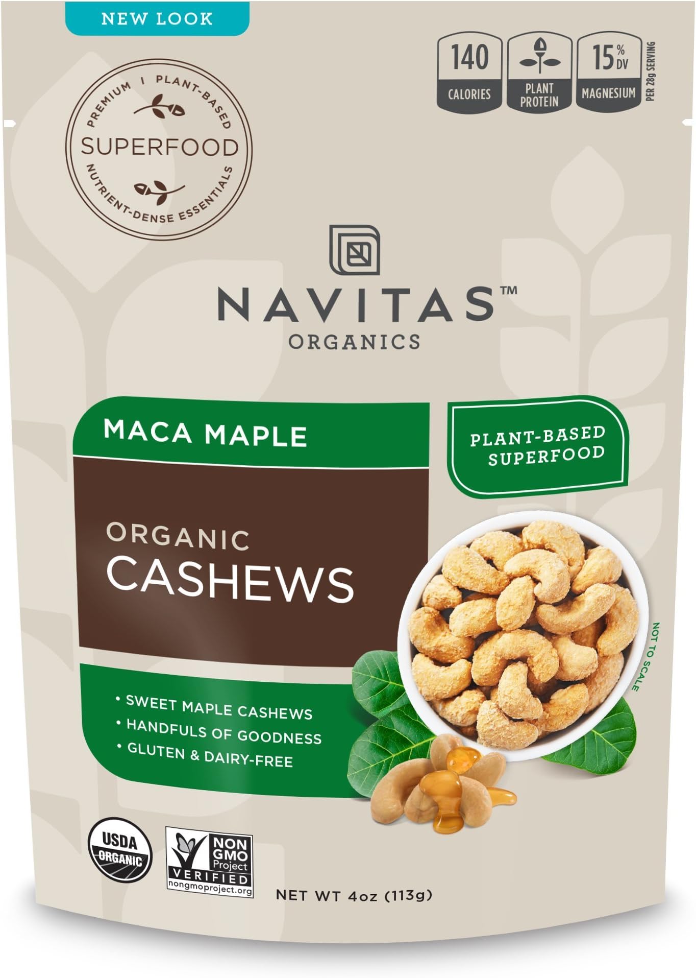 Navitas Organics Maca Maple Cashews, 4 oz. Bags, 4 Servings (3 Pack) — Organic, Non-GMO, Gluten-Free, Refined Sugar-Free