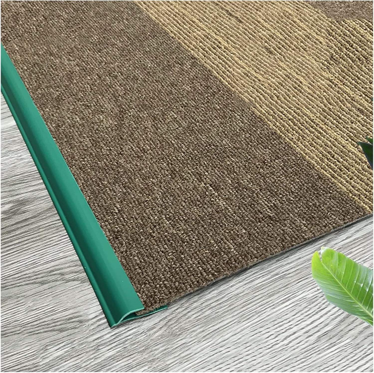 PVC Waterproof Floor Transition Strip for Carpet to Tile,Flexible Soft Carpet Edge Strips Self Adhesive, P Molding Doormats Wrapping Strip(Green,1m(3.3ft))