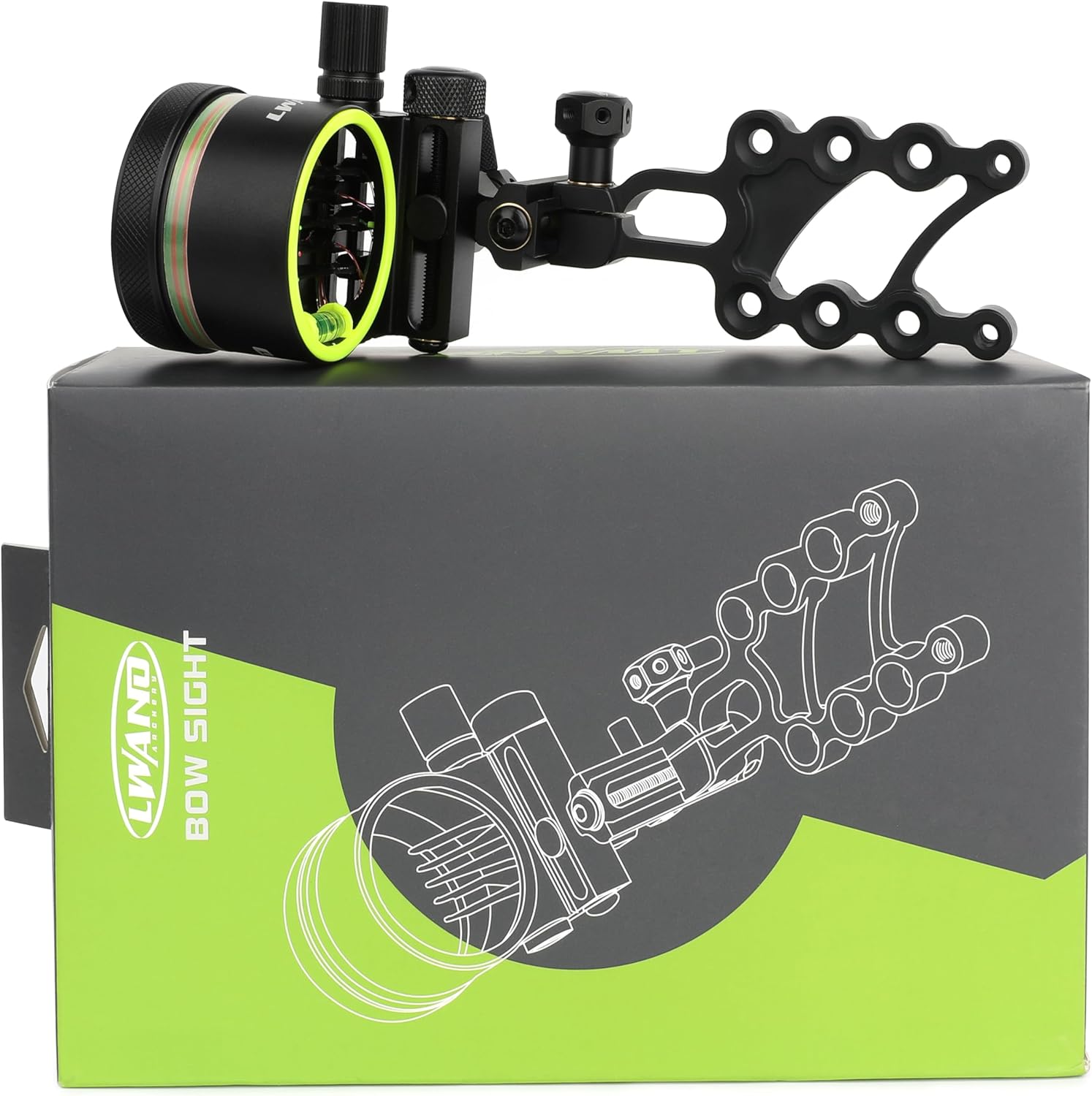 Cpmpound Bow Sight 5 Pin, Short/Long Bar, 4X 6X 8X Lens, Tool Less Windage & Elevation Adjustability, for Compound Bow Hunting Shooting