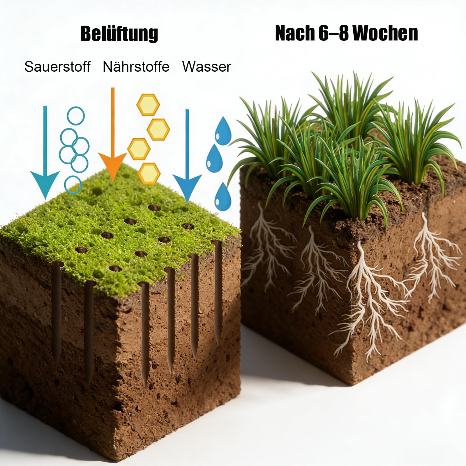 Rasenbelüfter Spike,Manuelle Rasenbelüfter mit 15 Eisen Spikes,Langstielige Boden Aerifiziergabel,Metall Rasen Aerifizieren Garten Werkzeug für Rasenpflege