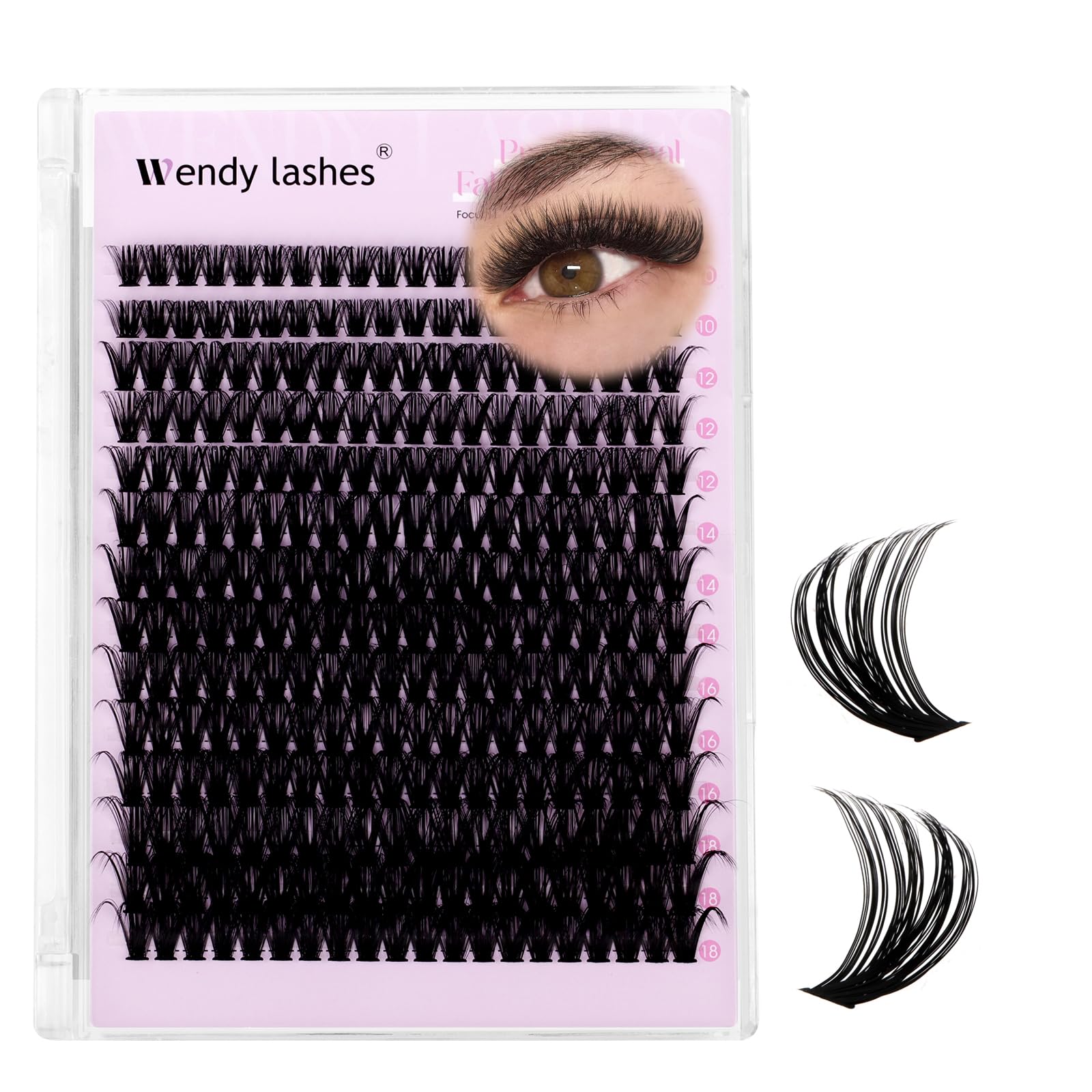 Cluster Lashes D Curl Individual Eyelashes Natural 60D-10-18mm Mixed Wispy Lash Clusters Reusable DIY Lash Extension at Home(FKDP-lash-60D-D)