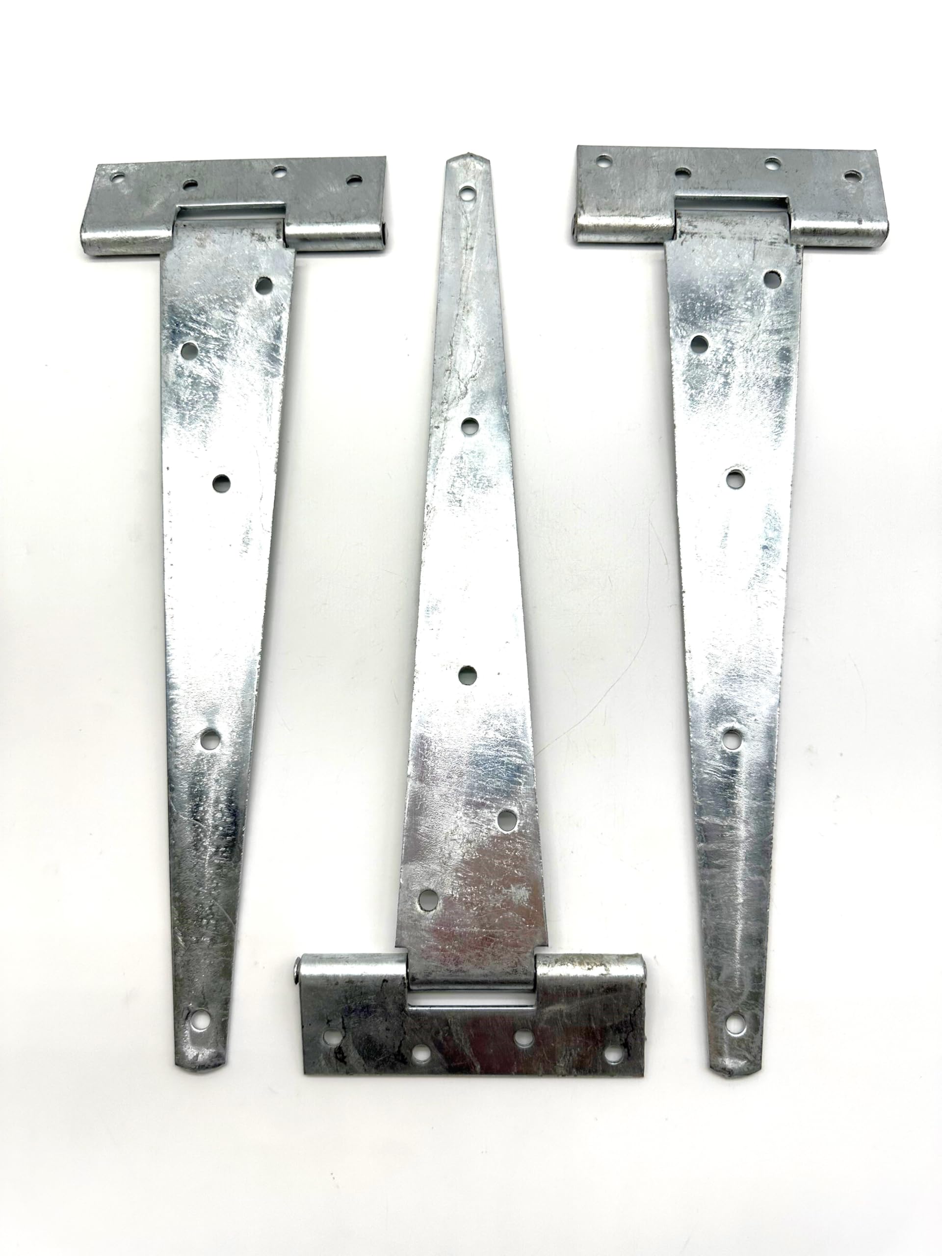 3PK Heavy Duty Hot Dipped Galvanised Tee Hinges 12" (300mm). Strong T-Hinges for Garden Gates, Sheds and Doors. Japanned Corrosion and Weather Resistant External Hinge Pack.