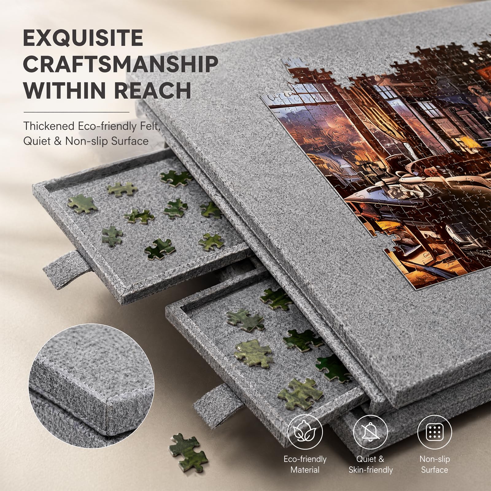 Plateau de puzzle portable de 1000 pièces avec 6 plateaux de tri, plateau inclinable, support et couvercle 2 en 1, table de puzzle légère en feutre. | Leroy Merlin Plateau de puzzle portable de 1000 pièces avec 6 plateaux de tri, plateau inclinable, support et couvercle 2 en 1, table de puzzle légère en feutre. | Leroy Merlin