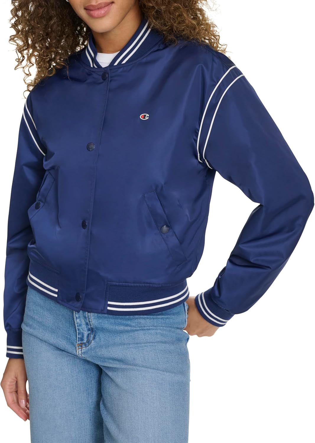 Champion Women's Cropped Varsity Bomber Jacket