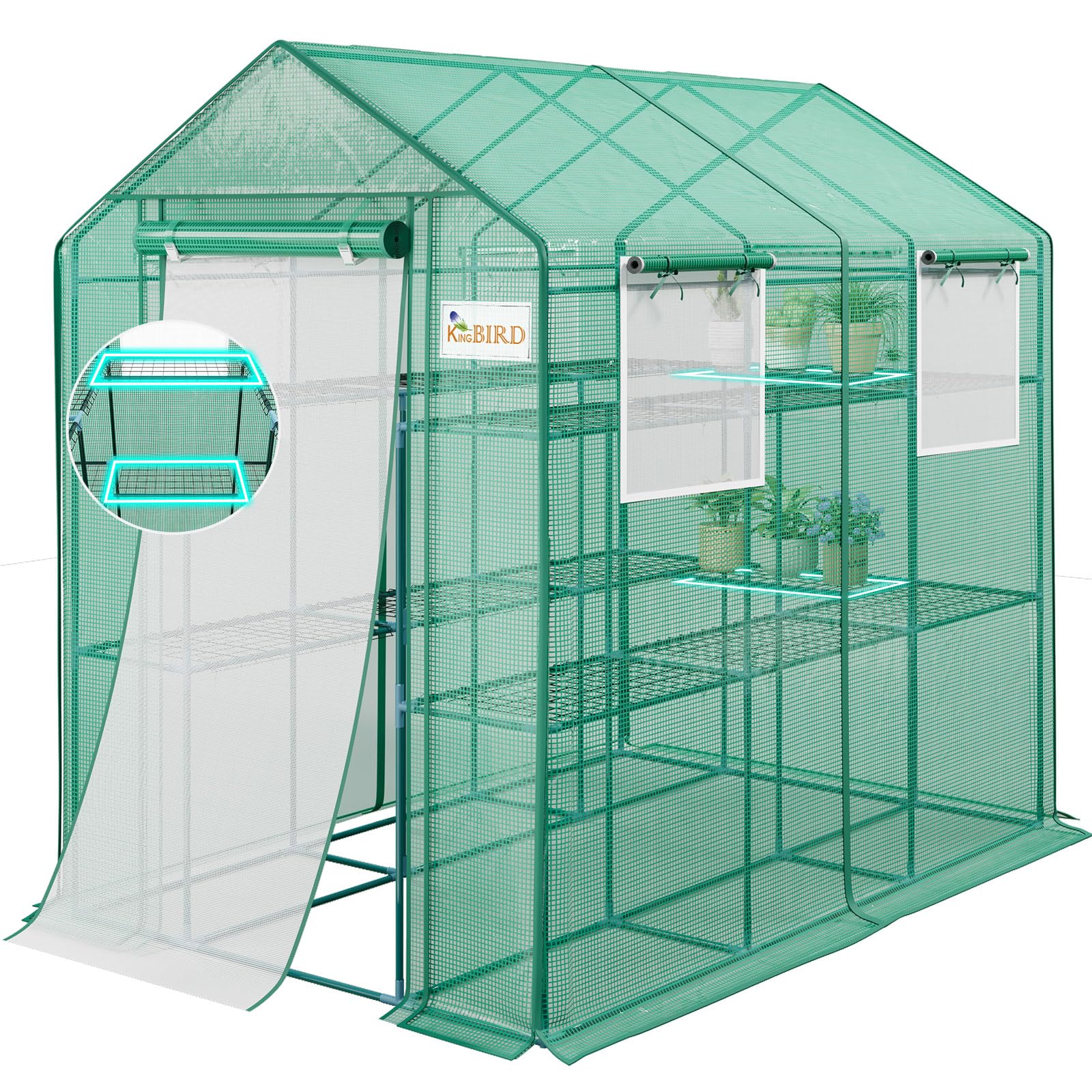 KING BIRD Premium Greenhouse for Outdoors, 84x56x77 Upgraded PVC Cover