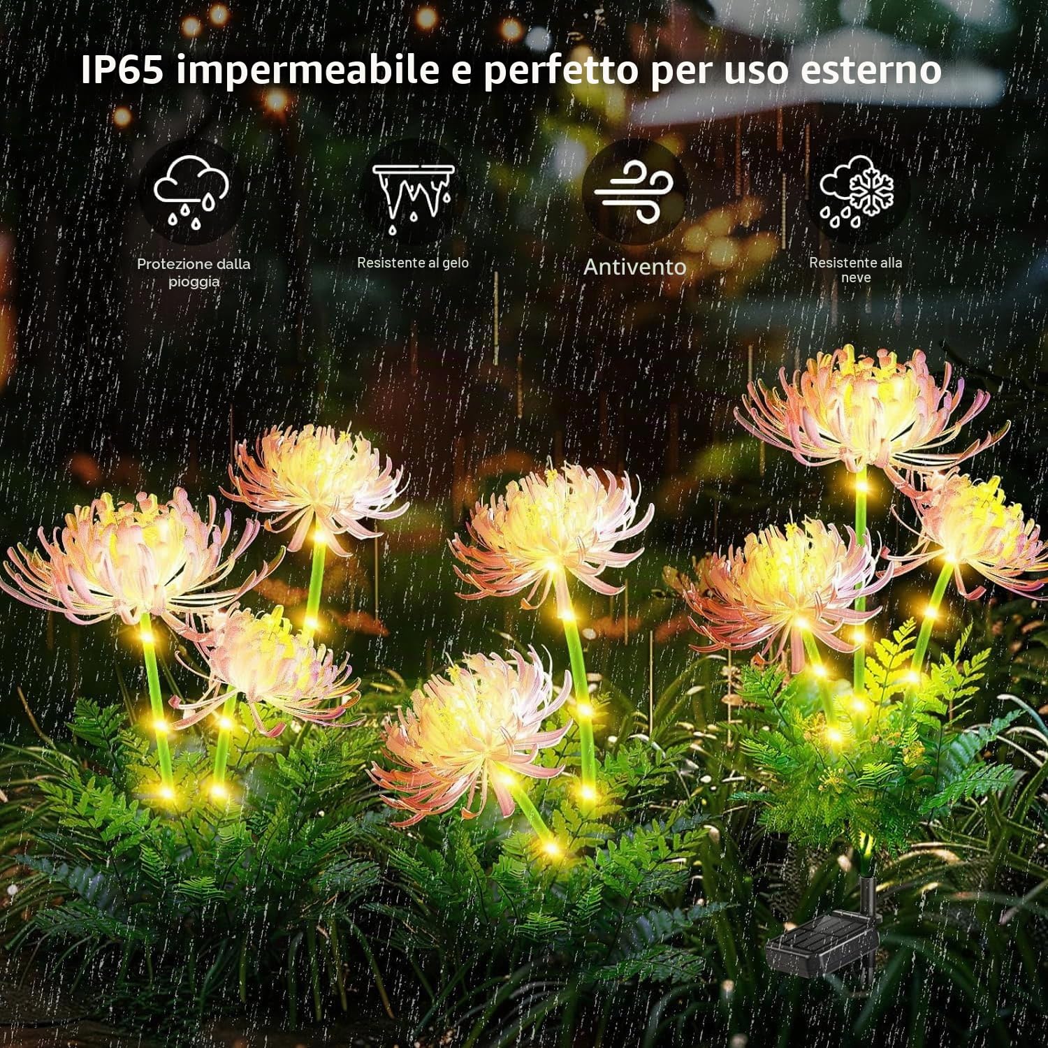 yowin Lampada Solare da Esterno 4 Pezzi Lampade Solari a Fiori | Decorazione da Giardino Impermeabile IP65 Luce Solare per Giardino/Percorsi/Terrazza/Patio/Prato