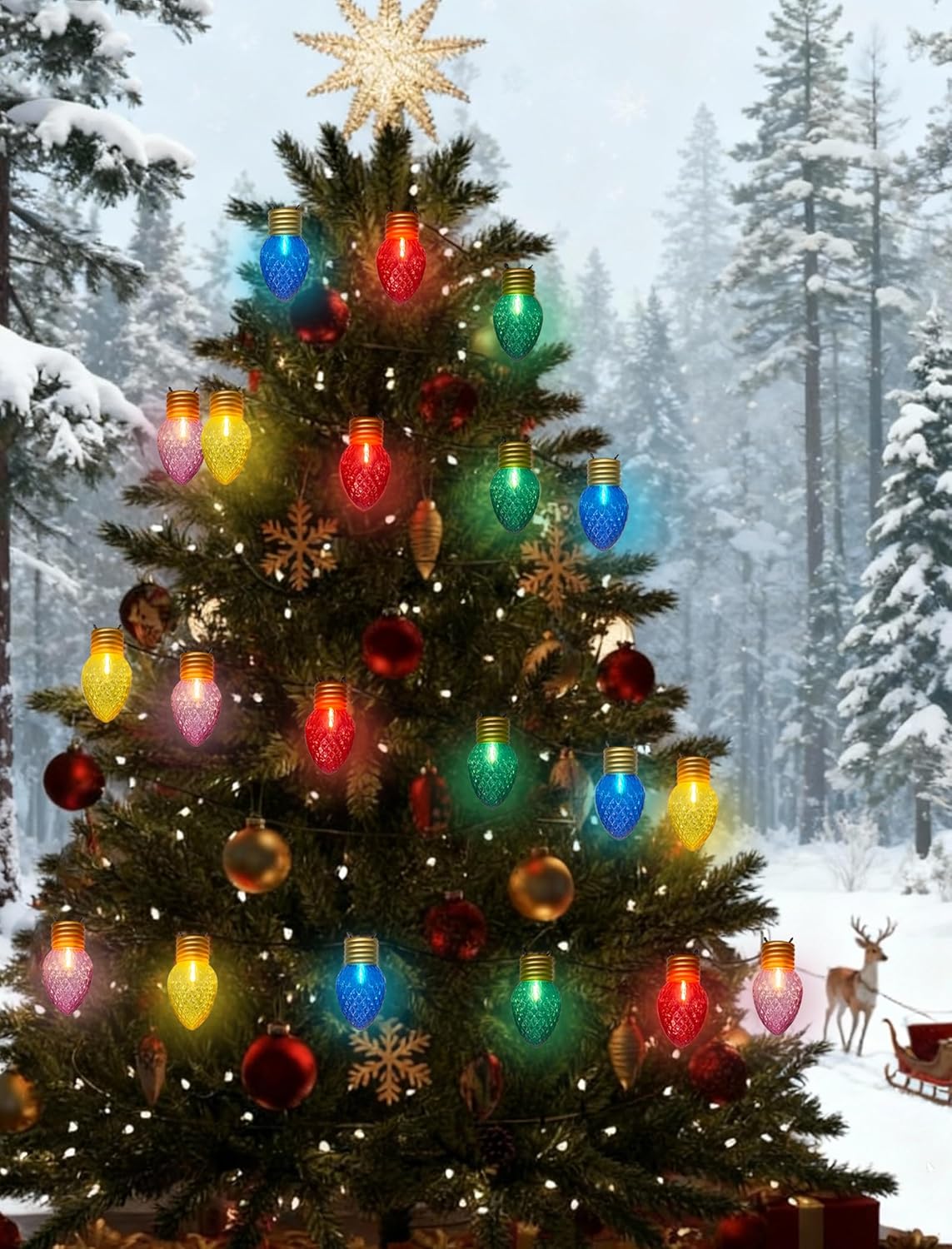 16Ft Jumbo LED Multicolor Valentine's Day String Lights Outdoor with 10 T13 LED Strawberry Bulb, Clear Multicolor Hanging String Lights for Indoor Home Porch Patio Eave Xmas Trees Roofline Decorations - Image 4