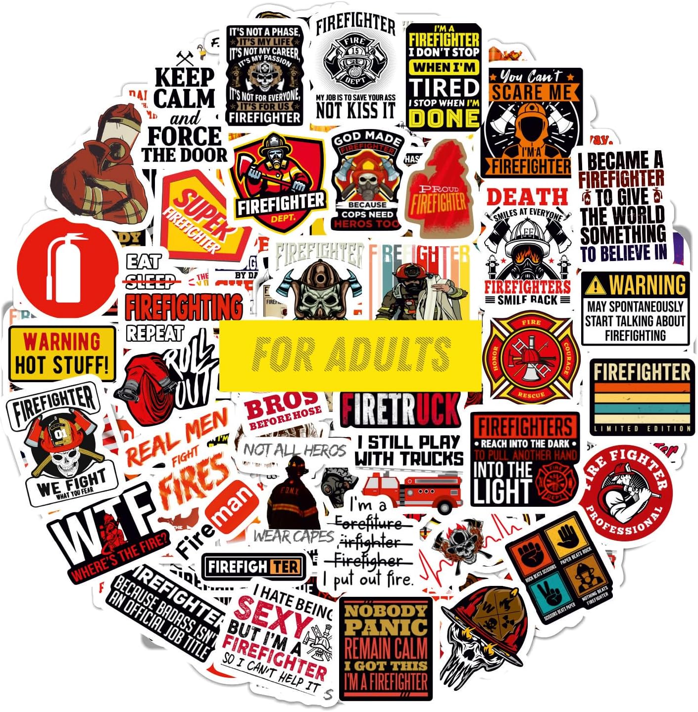 100Pcs Funny Firefighter Stickers - Fireman Stickers & Decals for Hard Hat - Funny Firefighter Hard Hat Gifts