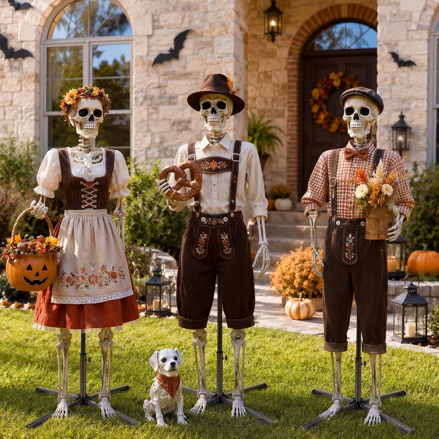 6.5 ft Halloween Skeleton Stand Metal 4 Legs Support Holder