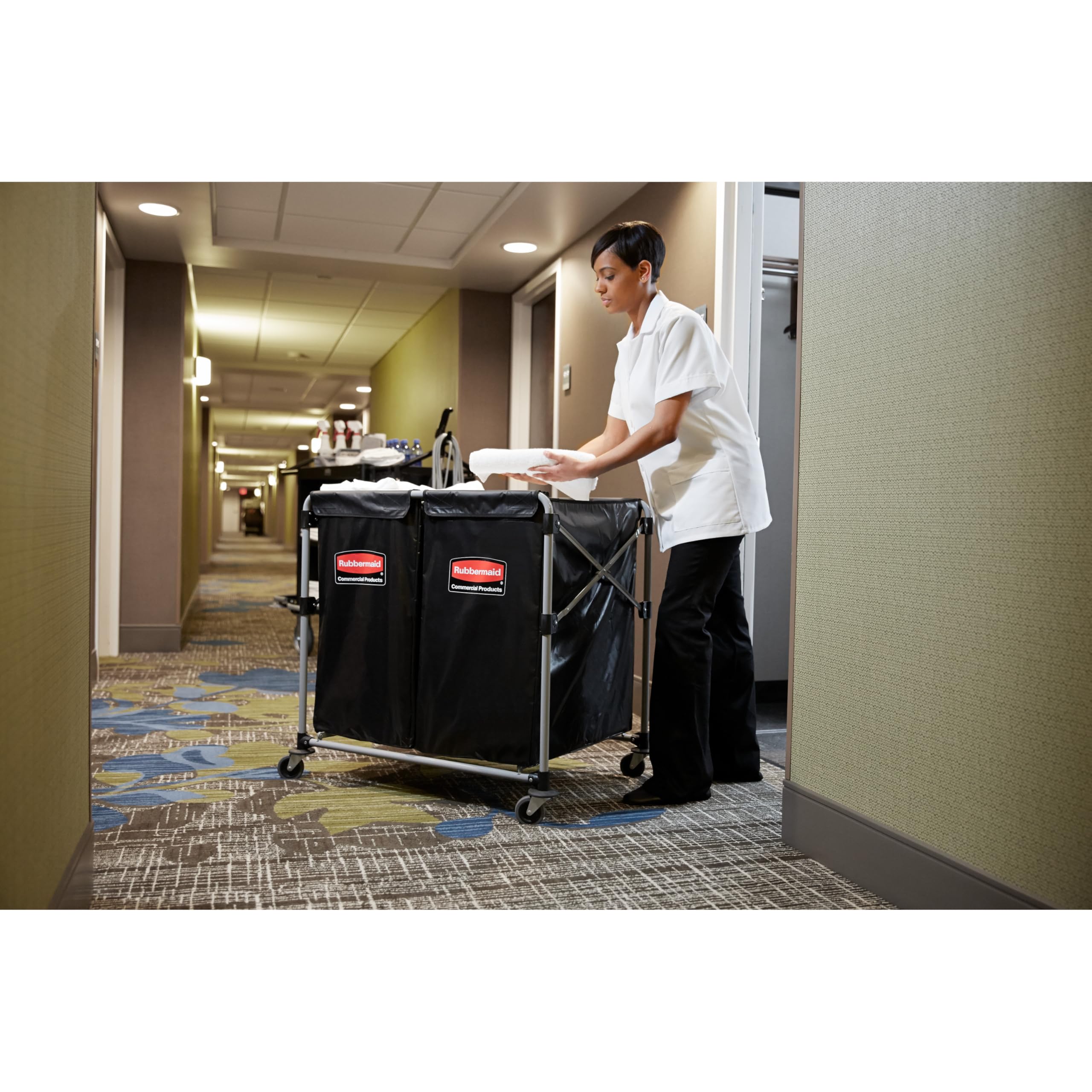 Rubbermaid Commercial Products X-Cart Chariot Pliable | Cadre à Roulettes pour Transport de Linge | 300 L, Gris
