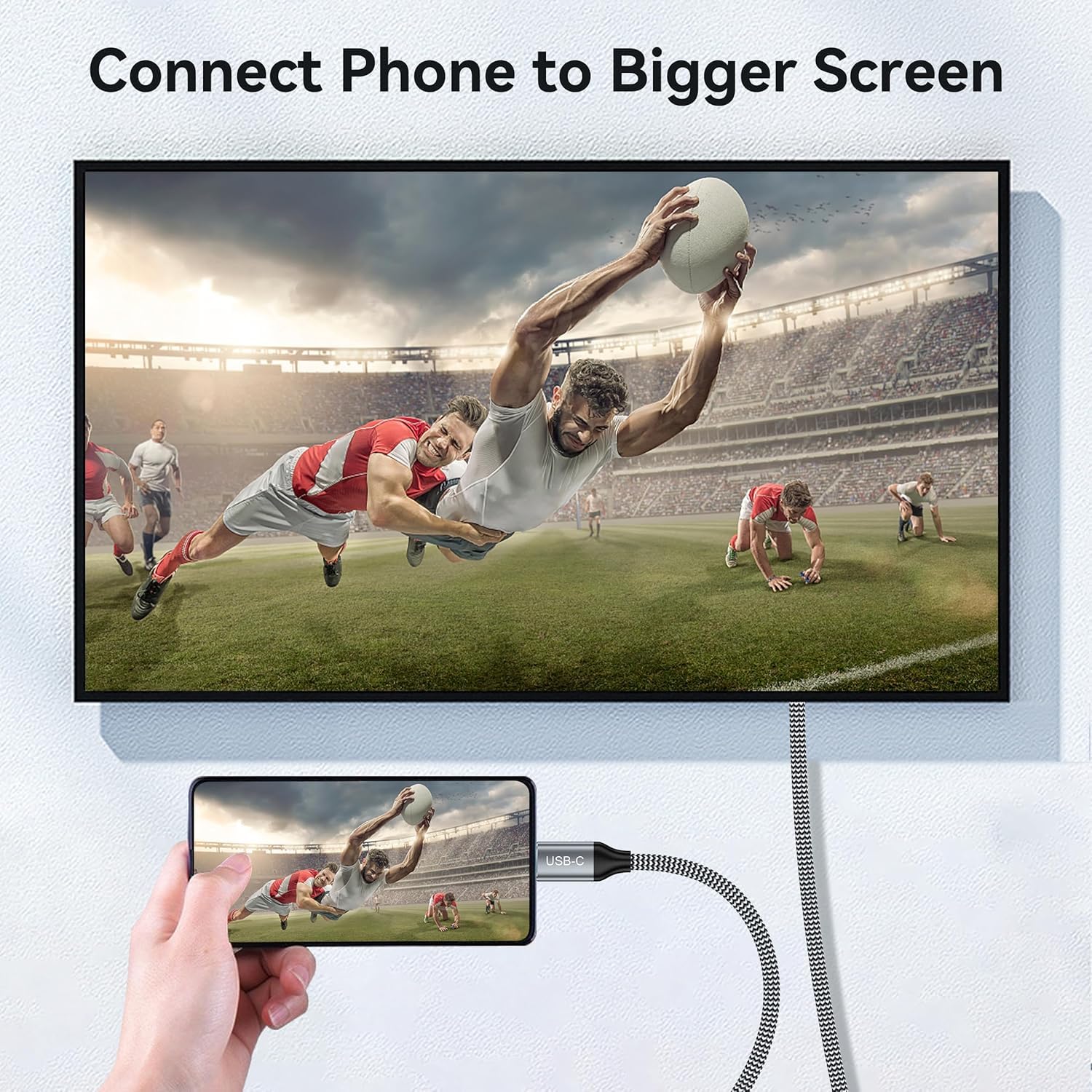 USB C to HDMI 2.1 Cable, 8K@60Hz 4K@144Hz,Thunderbolt 4/5 to HDMI，Type C Compatible with MacBook Pro M4,M3, iPad, iPhone 16Pro, Supports HDCP 2.3 & HDR10, High Speed 48Gbps, Gaming Monitor