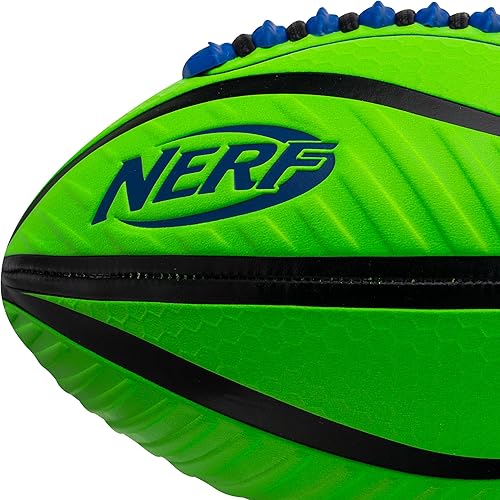 Vista 15 de Nerf Balones de fútbol con agarre en espiral, espaciales patentados para espirales definitivas, construcción cosida a máquina, bomba incluida