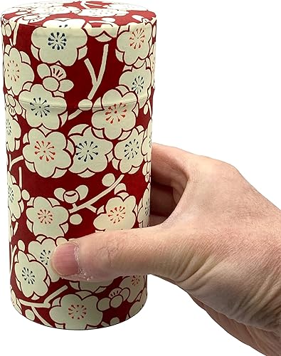 Miniatura 3 de Bote de té japonés de lata, ciruela romance, doble tapapapel washi japonés YUZEN pegado7.05 oz capacidad de té, contenedor de almacenamiento de té
