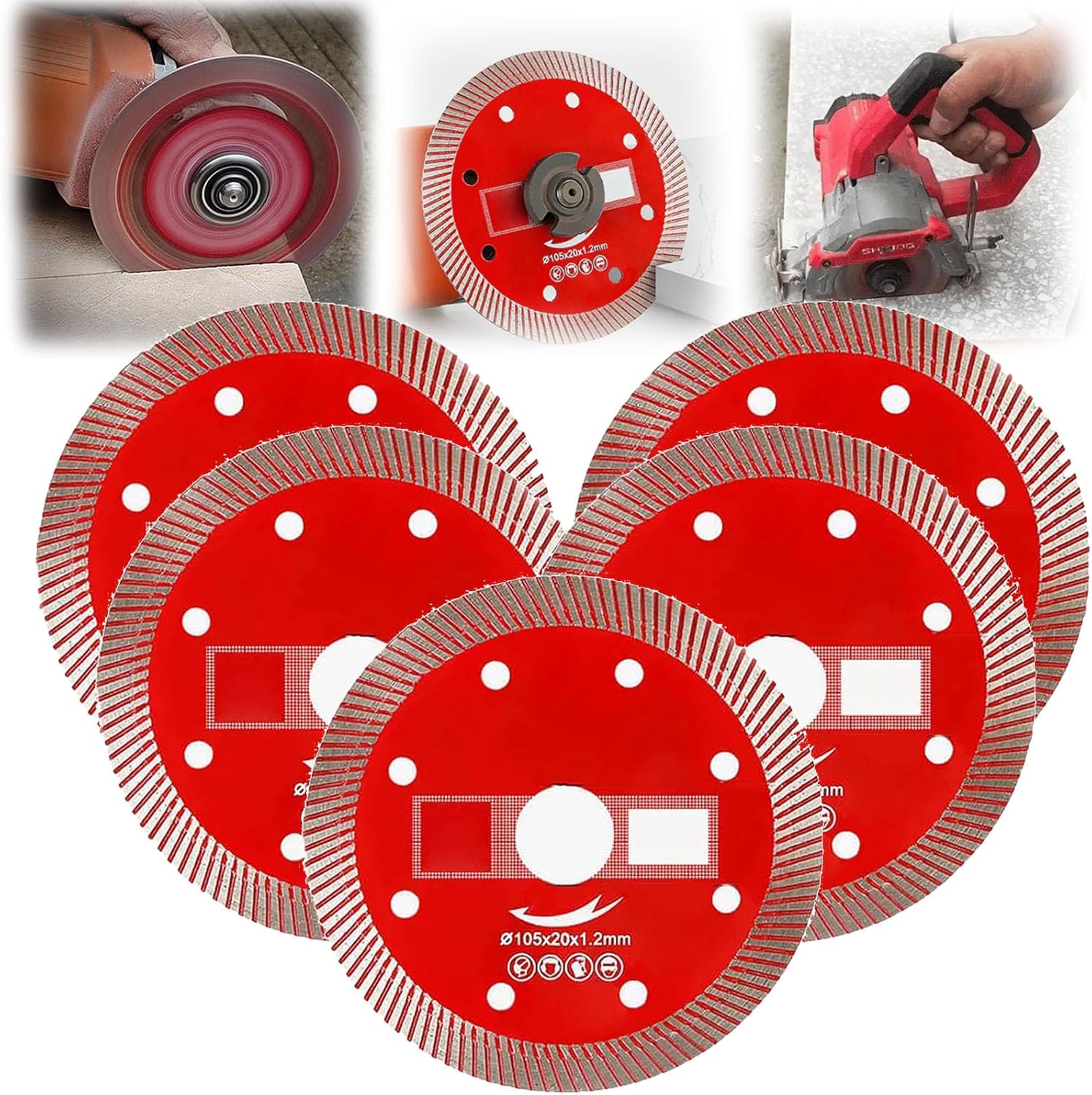 Ultra-Fine Corrugated Tile Cutting Discs Master, Diamond Cutting Wheel Disc Grinder Cup Concrete Stone Cut, Ultra-Thin Turbine Mesh Edge Diamond Blade, Diamond Saw Blade (5 Pcs)