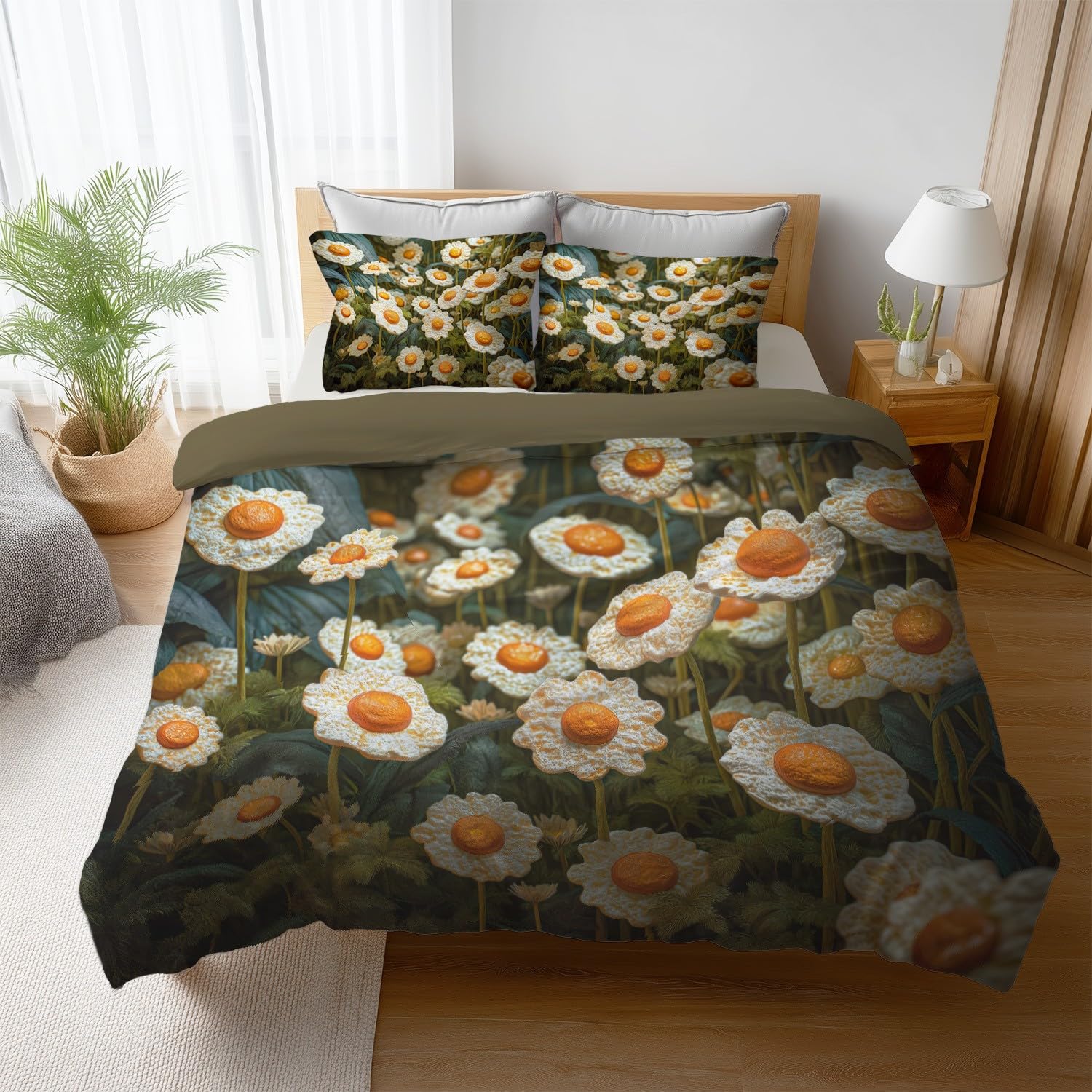 Parure de couette avec fermeture eclair 240x260 en microfibre imprimé floral de jardin