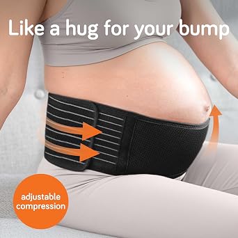 Baby Uma Pregnancy Support Belt - Breathable & Lightweight Belly Bands for Pregnancy, Maternity Belt with Velcro Side Fastener & Adjustable Compression from 70 to 140 cm (M/L)