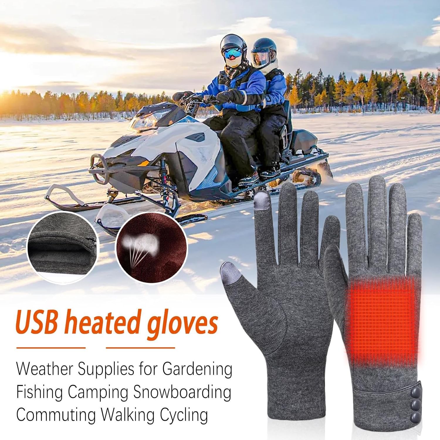 Product detail view of heated gloves