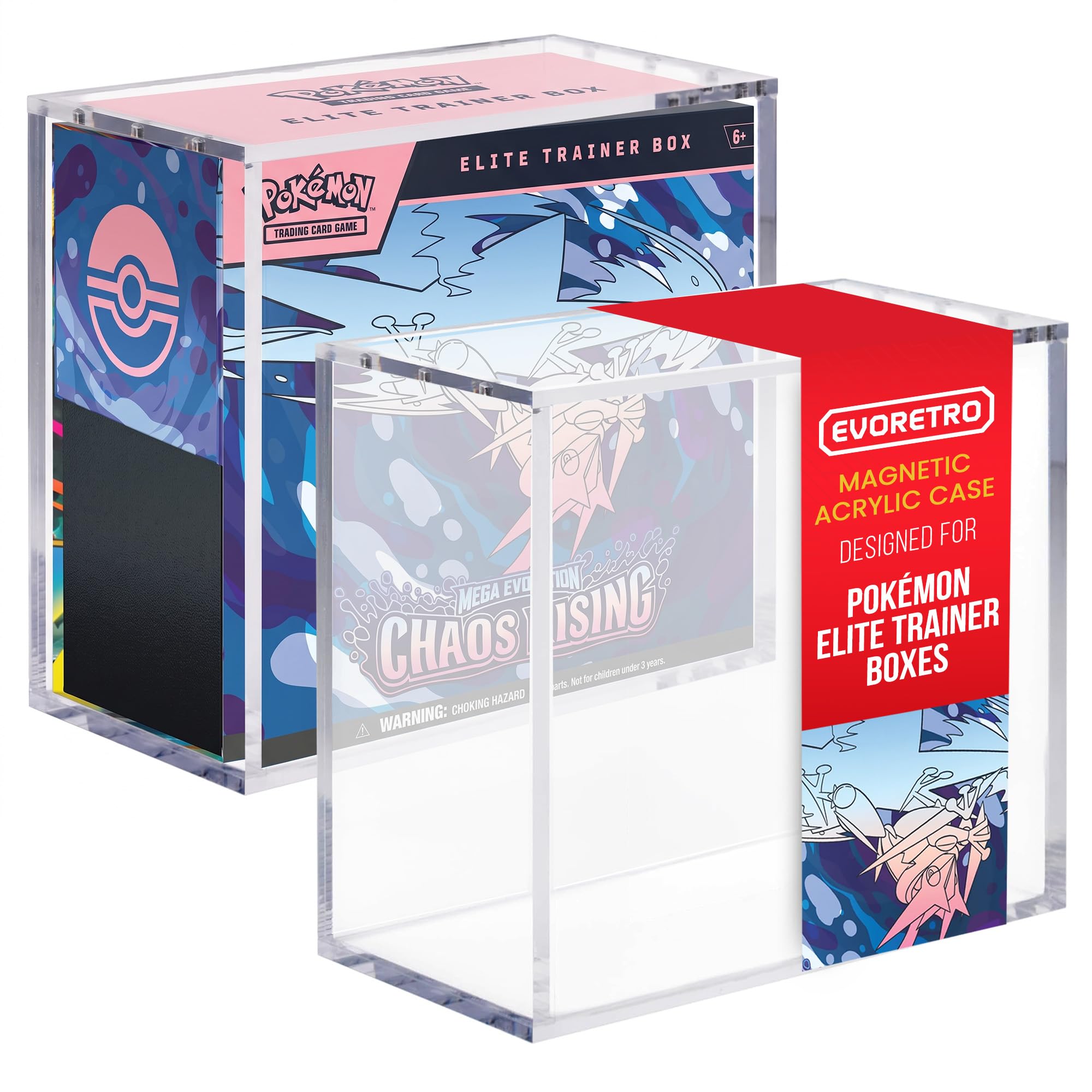 Acrylic Case Compatible for Pokemon ETB – 5mm Thick UV-Resistant Display Box with Magnetic Lid, Transparent Acrylic Protector with Logo – Fits Pokémon Elite Trainer Box – Pack of 1