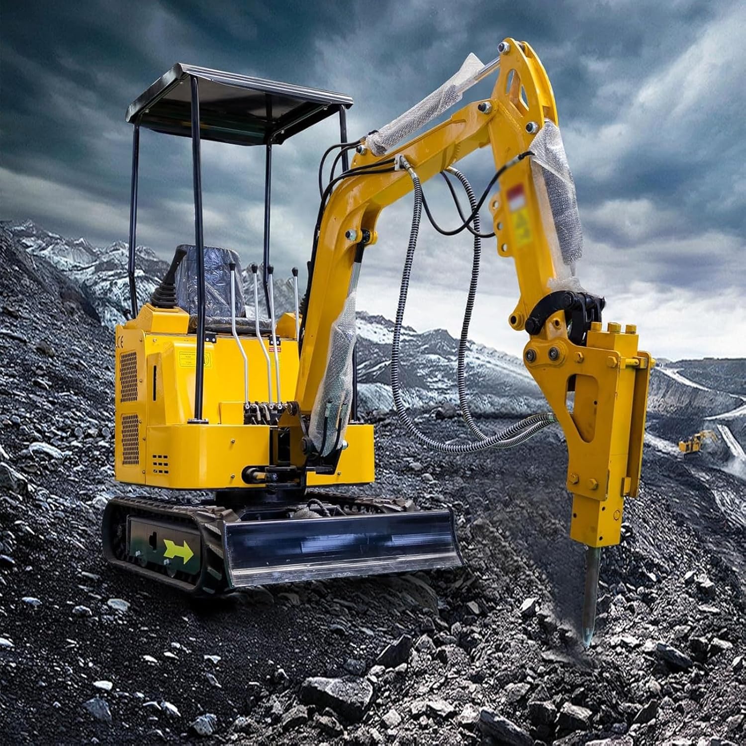Hydraulic Hammer for Mini Excavator Concrete Breaker Attachment, Mini Excavator Hydraulic Drilling Tools, Small Digger Concrete Breaker Attachment Drilling Tool with Nitrogen Charging Kit