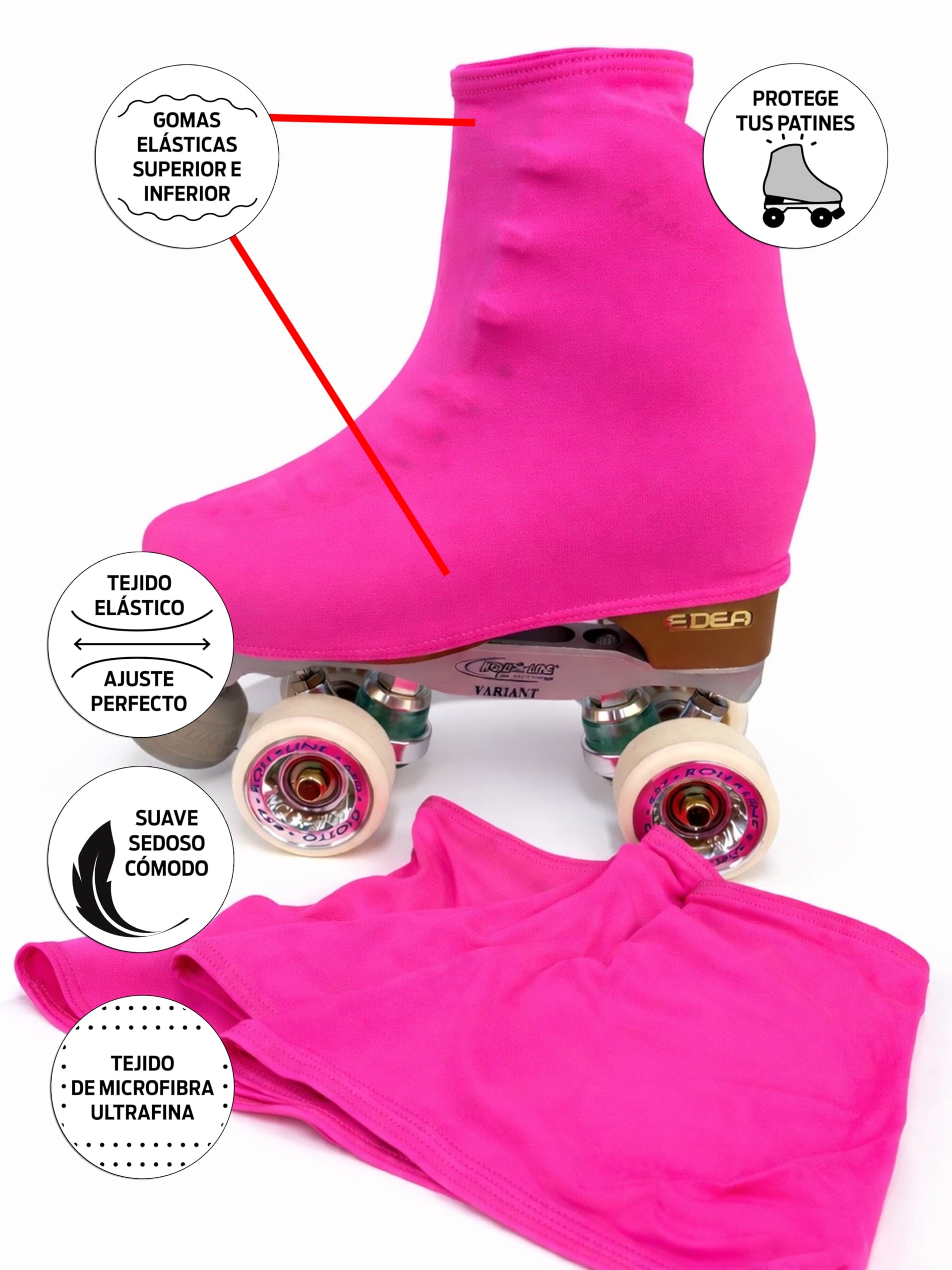 Funda Cubre Patín para Patinaje Hielo Artístico o en Línea 180 Densidad Talla Universal Adulto y Niños Rosa Fluor