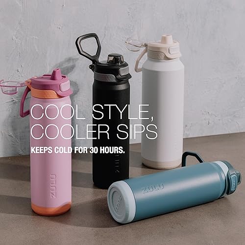 Miniatura 4 de ZULU Powerfill Pro - Botella de agua de acero inoxidable de 24 onzas con tapa de llenado rápido, de metal aislado al vacío de triple pared, tapa de