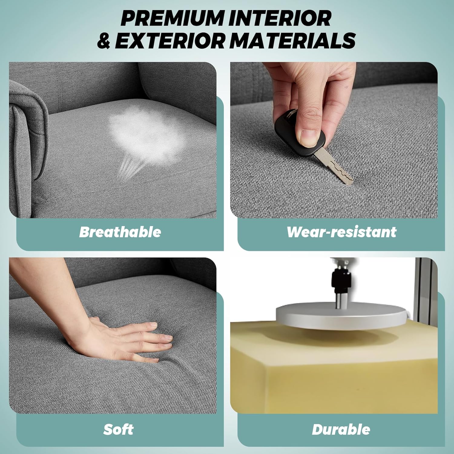 GarveeHome Elertric Recliner Chair with Massage and Heat, Adjustable Single Recliners Sofa with Remote Control Home Theater Seating &Armchair for Living Room/Office (Fabric, Grey)