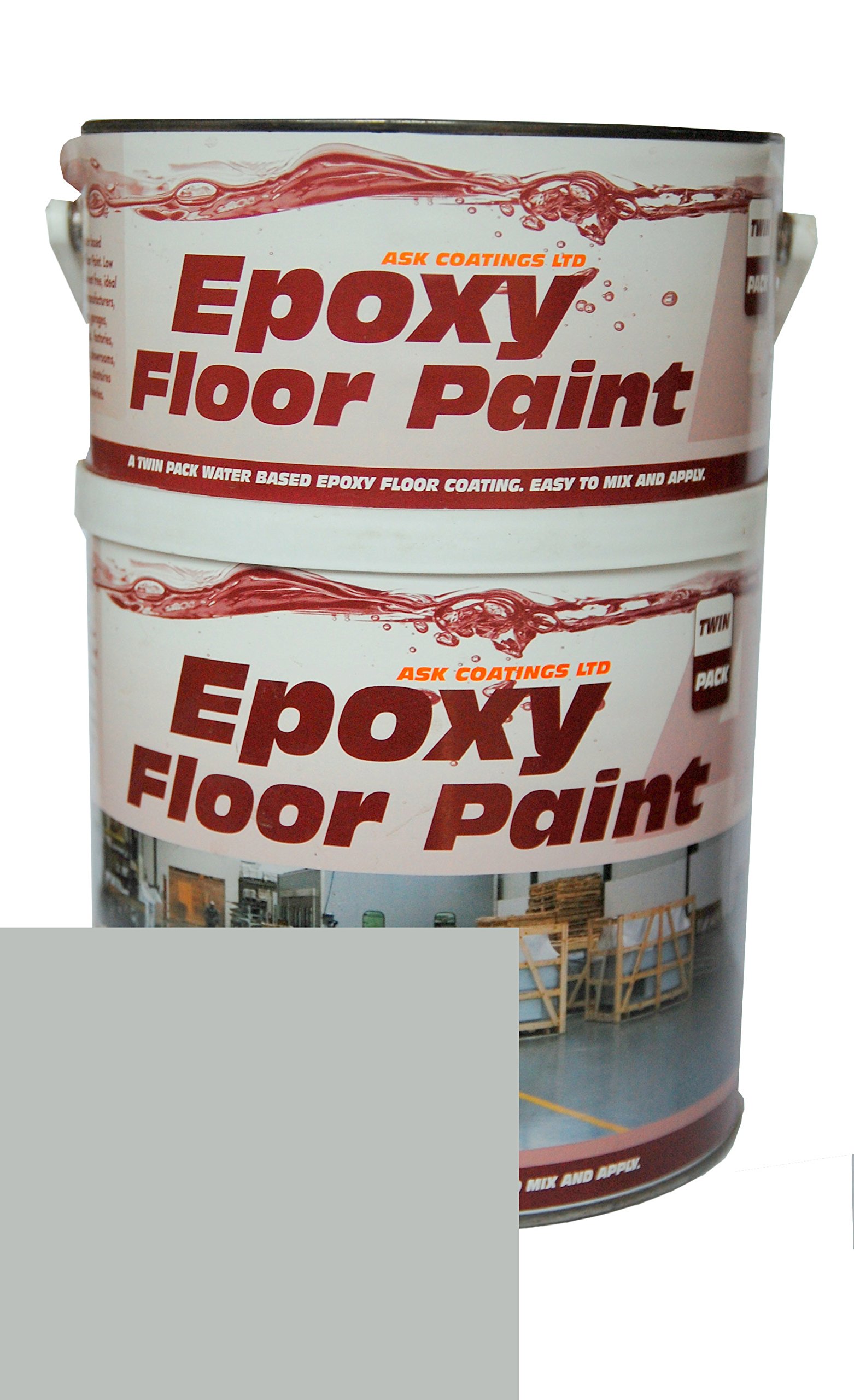 Epoxy Resin Floor Paint by Ask Coatings. for Garage, Industrial and Domestic. 2.5L (Grey)