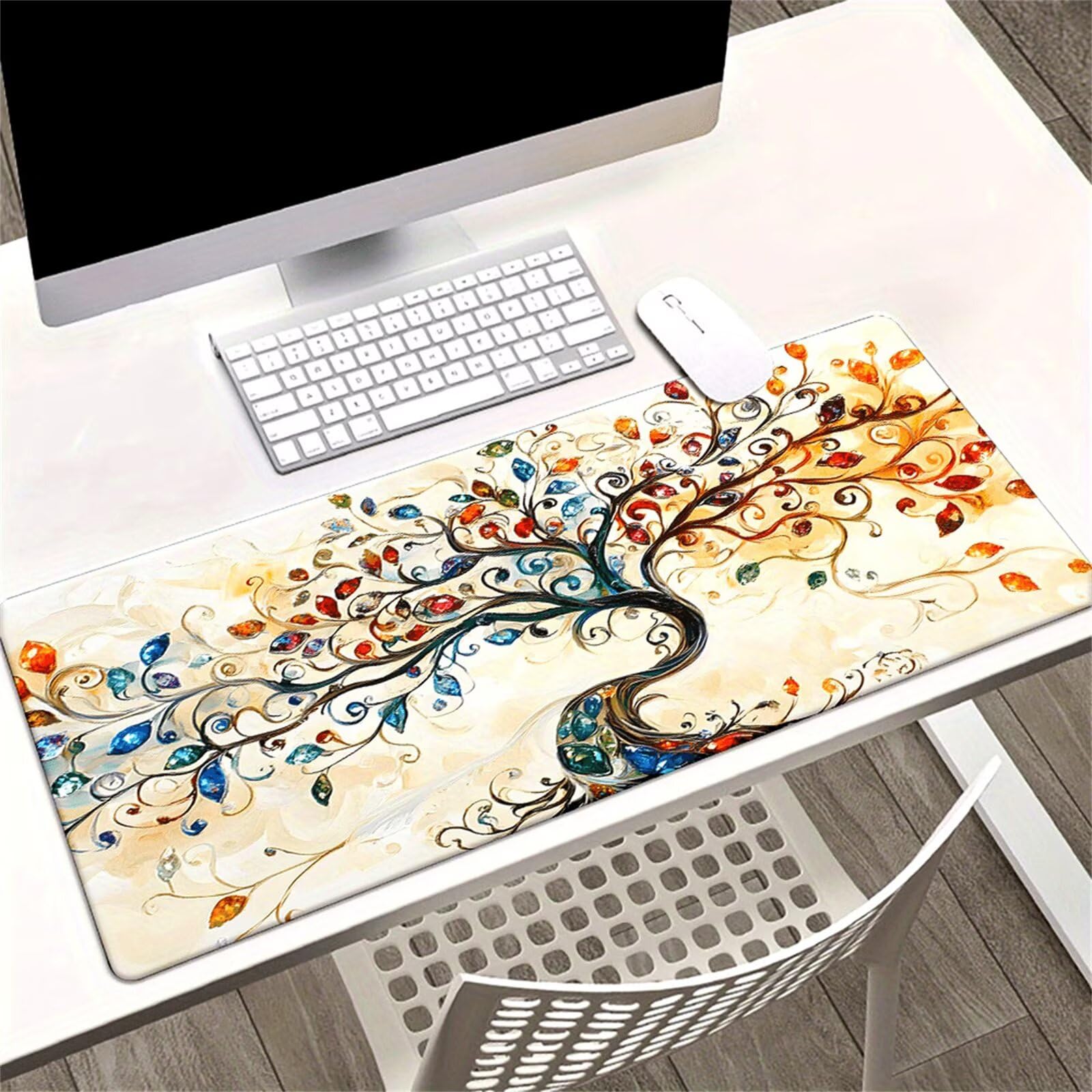 Alfombrilla de Ratón Gaming XXL 1200x600x2mm, Árbol de la Vida Simple | Alfombrilla Escritorio Grande Antideslizante, Superficie de Alta Precisión y Velocidad para Teclado, PC y Laptop
