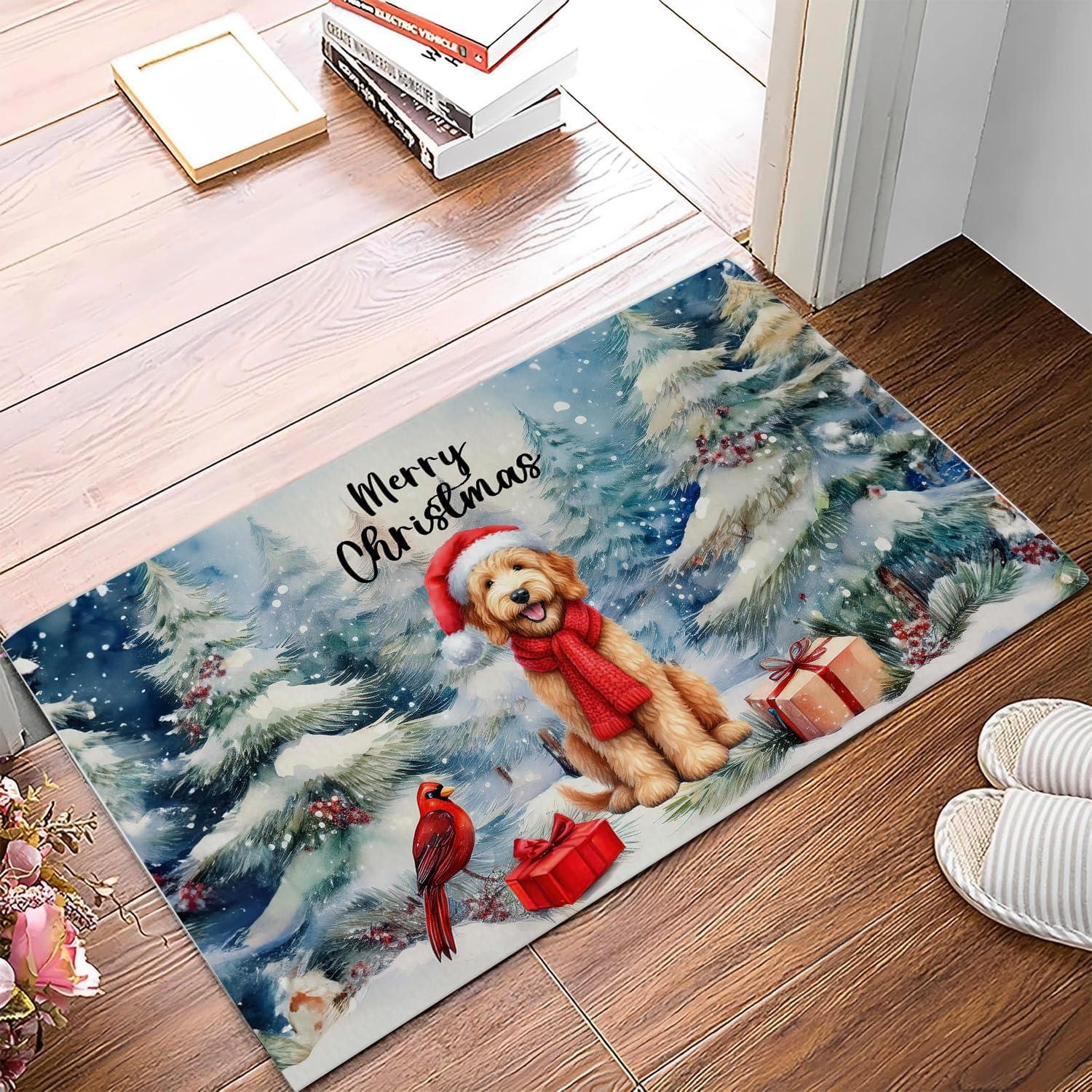 Merry Christmas Goldendoodle Enjoys Woofmas Winter Xmas Holiday Doormat Doodle Dog Lover Gifts Idea Indoor Outdoor Welcome Mat - 022