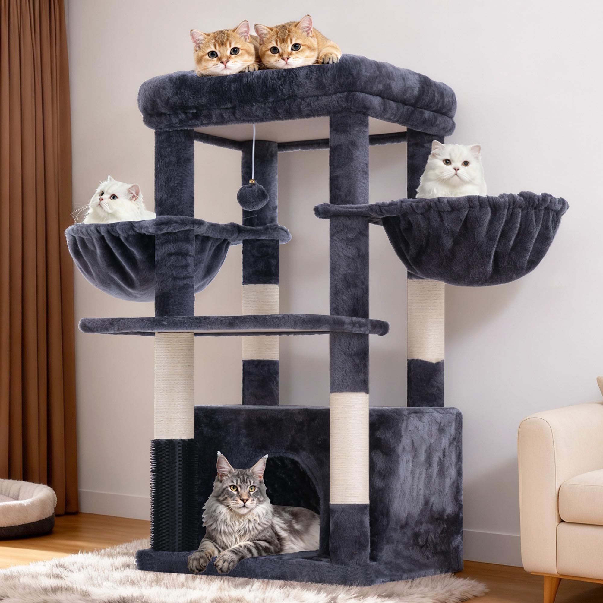 Hey-brother Cat Tree Tower with Large Platform, Spacious Condo, MPJ060G — image 1