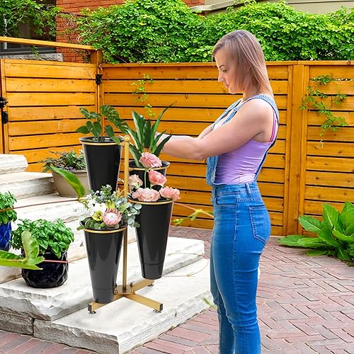 Miniatura 4 de Soporte de exhibición de flores con 4 cubos, soporte floral con marco plegable para flores frescas de seda, estante de floristería de 4 niveles para