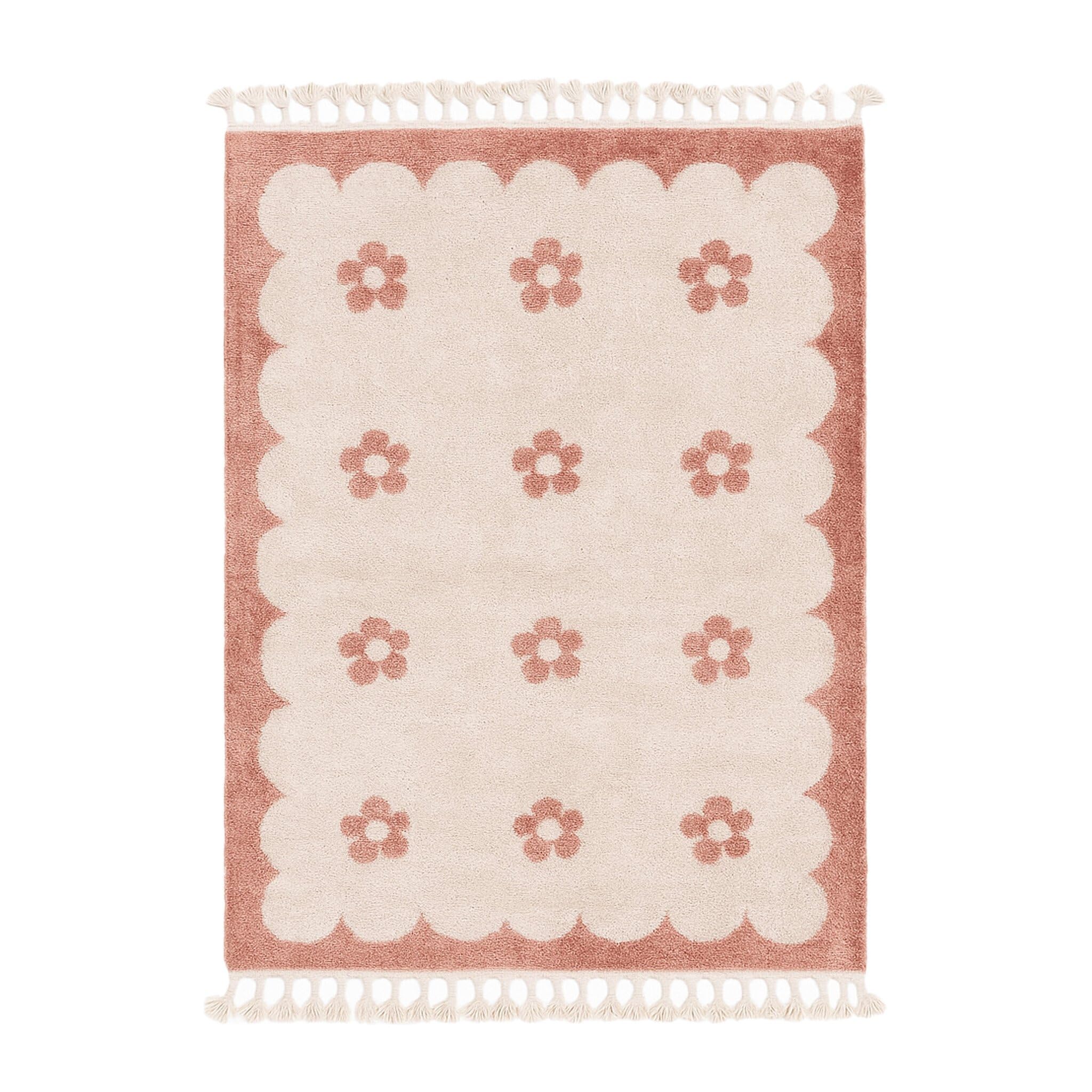 Tapis Lavable pour Enfant - Moos Flower Rose - 140x200 cm - Garçon et Fille - Lavable en Machine - Chambre Bebe - Rectangulaire