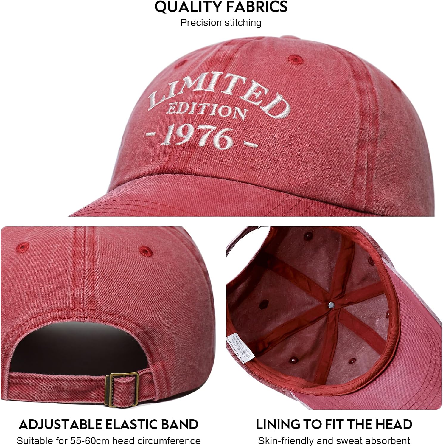 50th Birthday Gifts for Him Her, 50 Year Old Gifts Ideas, Adjustable Washed Cotton Embroidered Baseball Cap