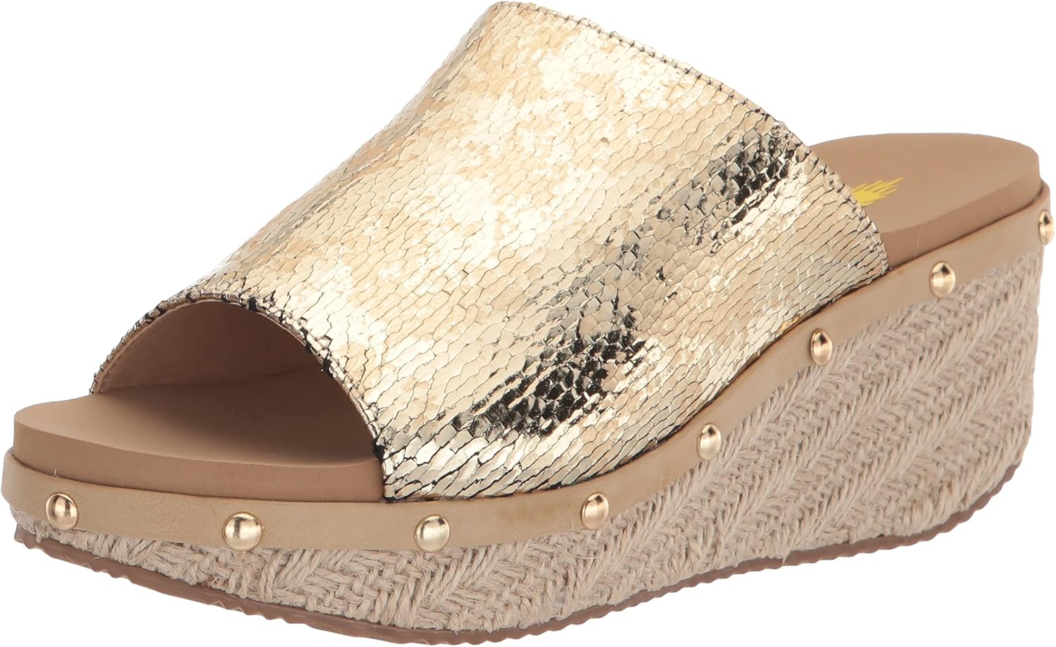 VOLATILE Women's Wedge Sandal, Gold, 10