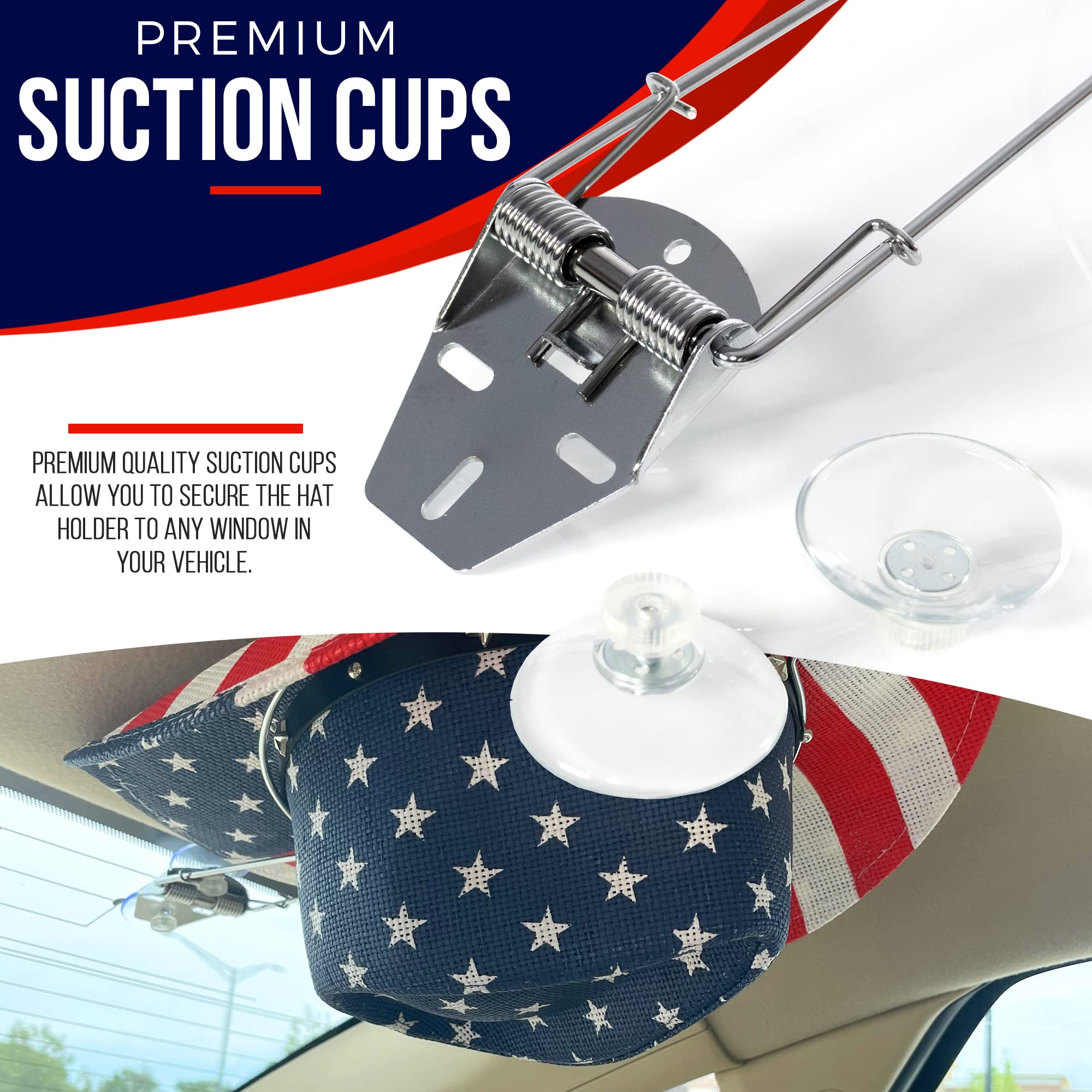 Soporte para sombrero de vaquero - Clip para sombrero para sombreros occidentales - Para coches, camiones y furgonetas - Completo con ventosas, CH001