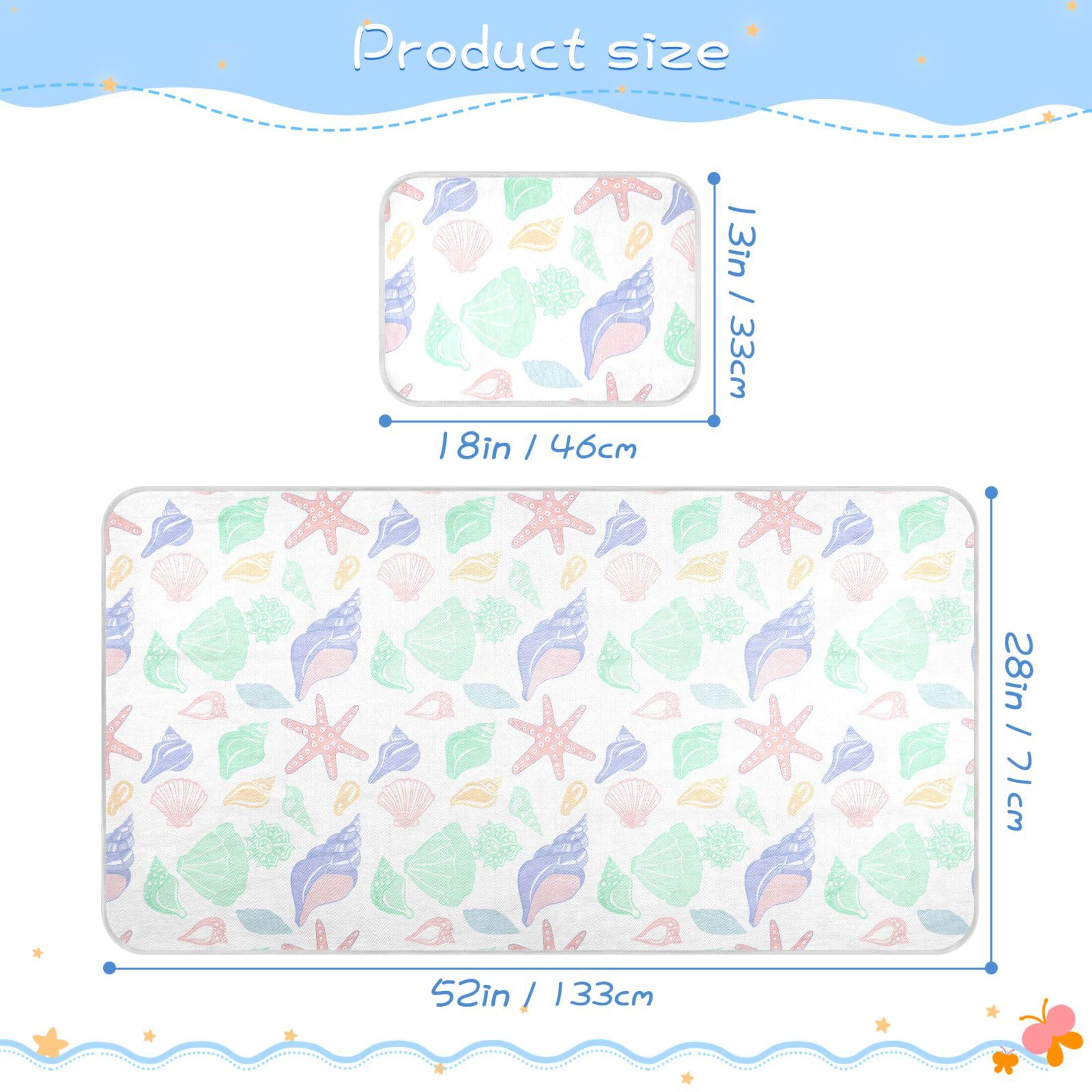 Takiito Pastel Seashells Baby Cooling Mattress Pad, Soft & Breathable Cooling Mat Keep Baby Cool in Summer 28x52 in, Nursery Essential
