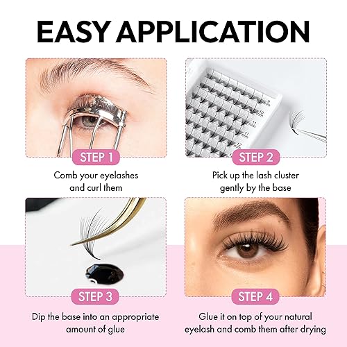 Miniatura 5 de Extensiones de pestañas rizadas 20D D de 0.07 a 0.63 pulgadas de longitud mixta  72 + 12 racimos de pestañas onduladas de aspecto natural,