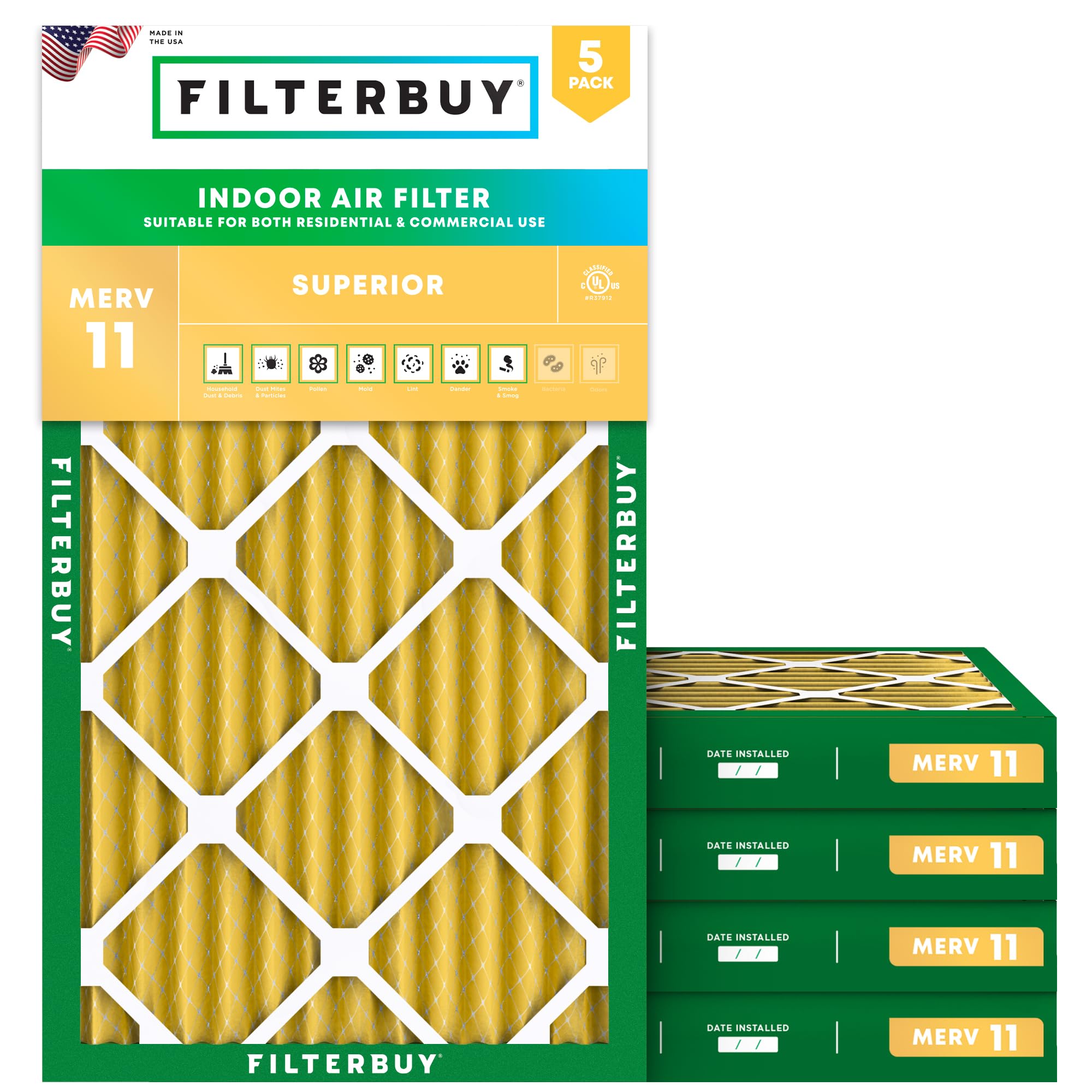 Filterbuy 16x24x2 Air Filter (12-Pack), Pleated MERV 11