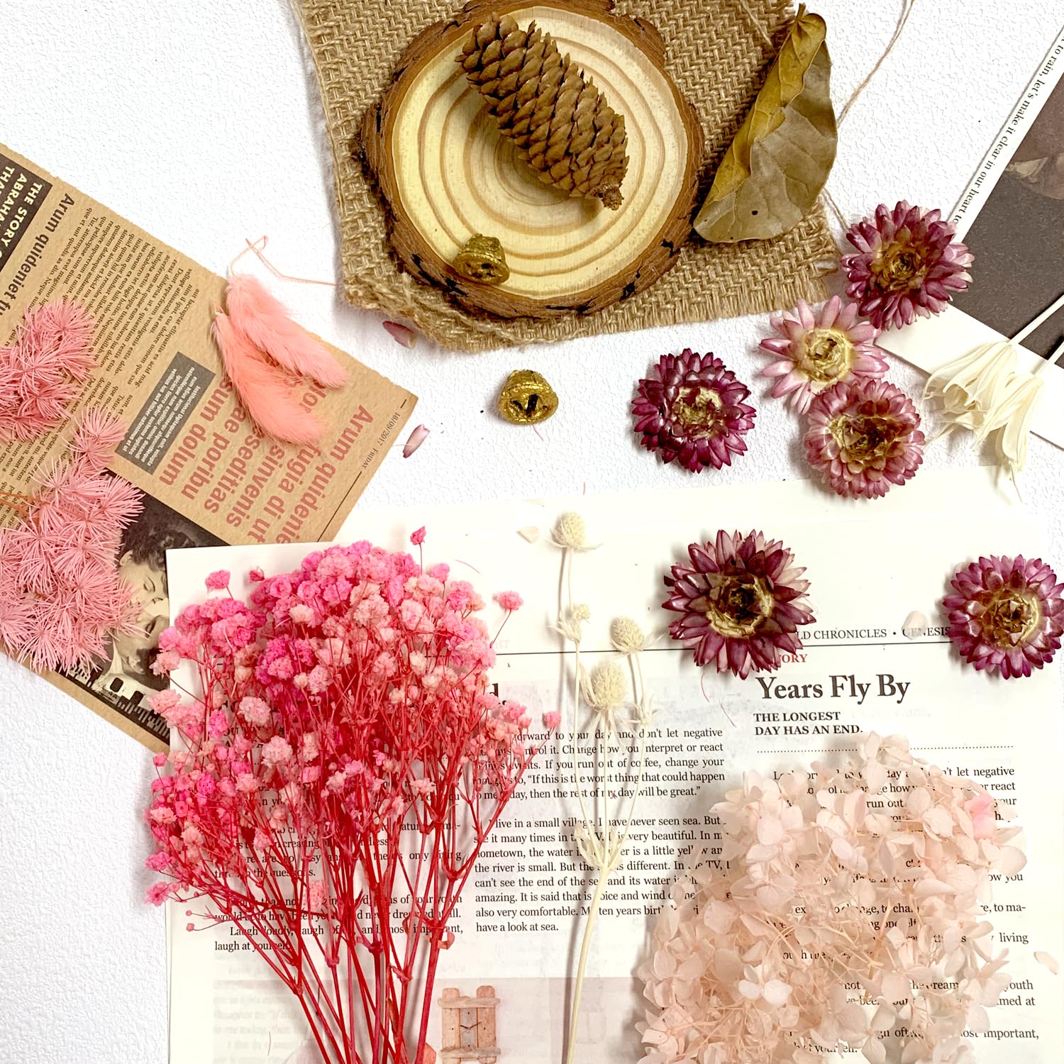 Dried Flowers, Pressed Flowers Dry Flowers Dried Flowers Crafts for Diy Arts Resin Scrapbooking Jewelry Making Floral Decorations(Pink) - Image 4