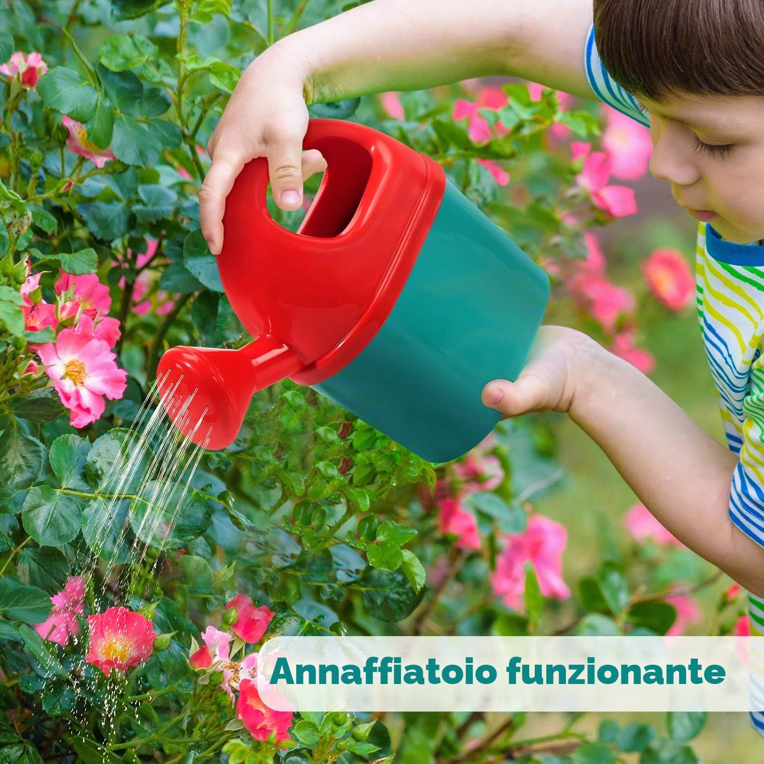 CUTE STONE Carriola Bambini Set attrezzi giardinaggio, giocattoli giardino, guanti, rastrello, pala zappa, regalo