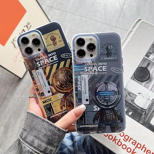 Miniatura 7 de Yonds Queen Funda compatible con iPhone 14 Pro, diseño de astronauta espacial y luna de dibujos animados, elegante funda IMD a prueba de golpes,