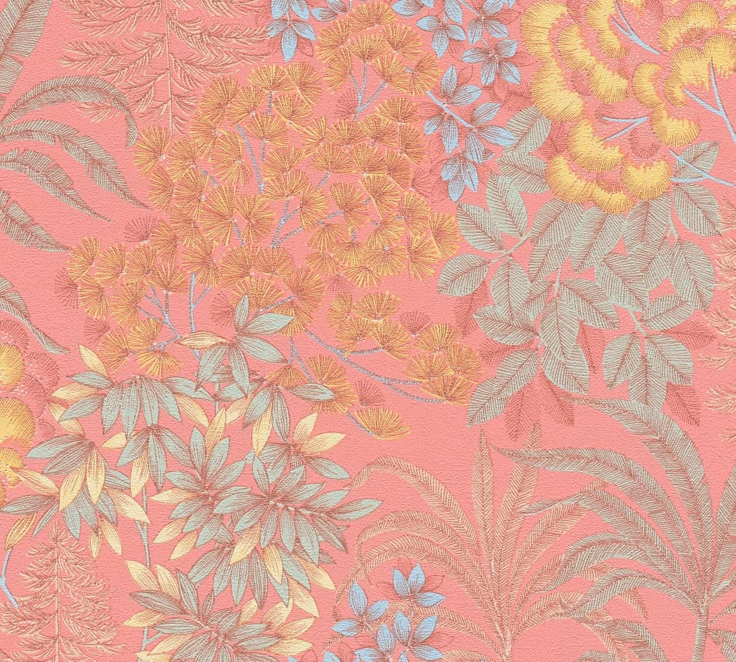 Livingwalls Travel Styles Non-Woven Wallpaper, Wild Flower Wallpaper in Pink and Blue - Image 2