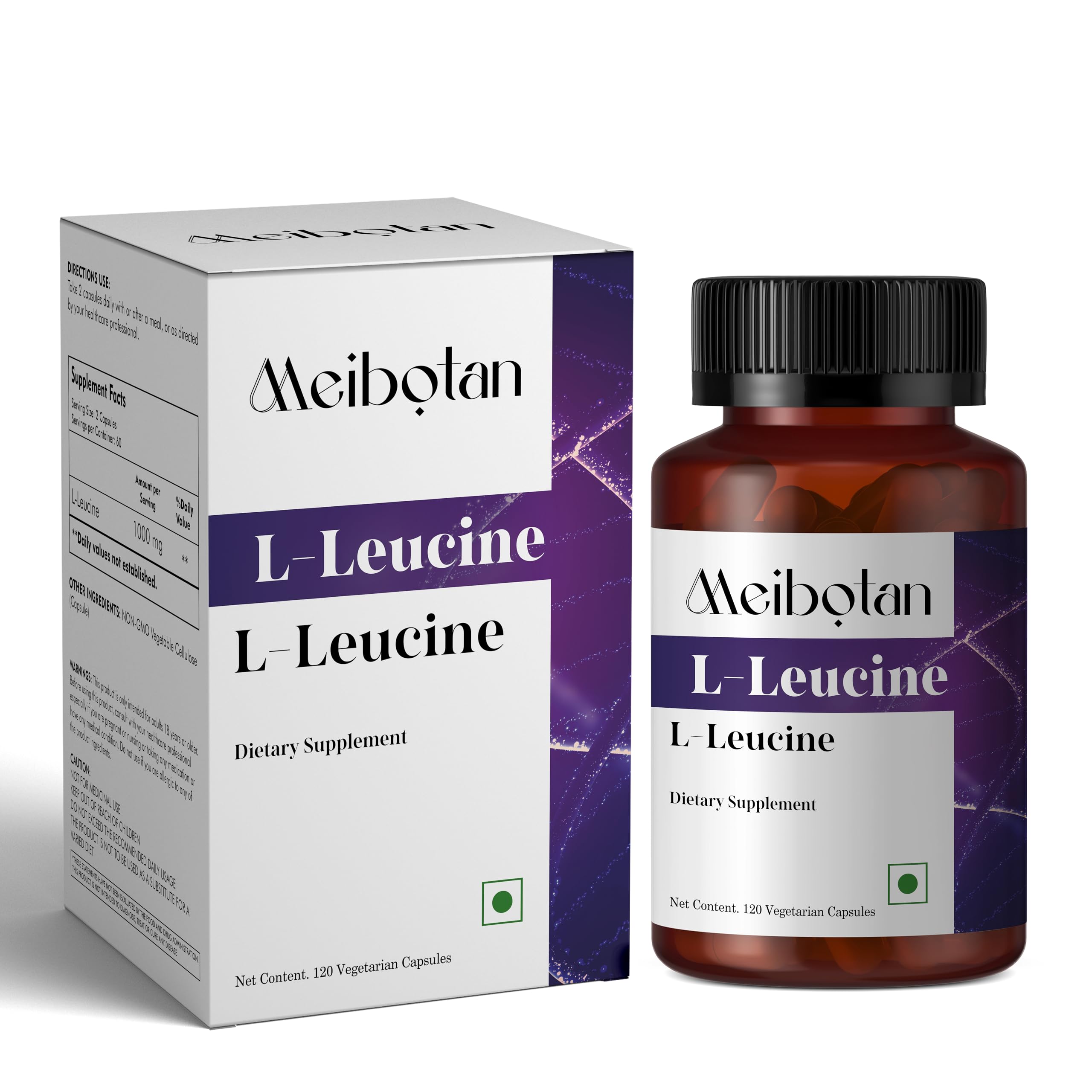 MEIBOTAN L-Leucine 1000 mg | Support Muscle Health | For Both Men & Women- 120 Veg Capsules