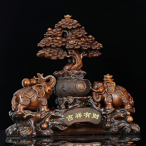 Miniatura 5 de Escultura china de feng shui escultura de elefante auspicioso, decoración creativa del árbol del dinero, manualidades, estatua de elefante,