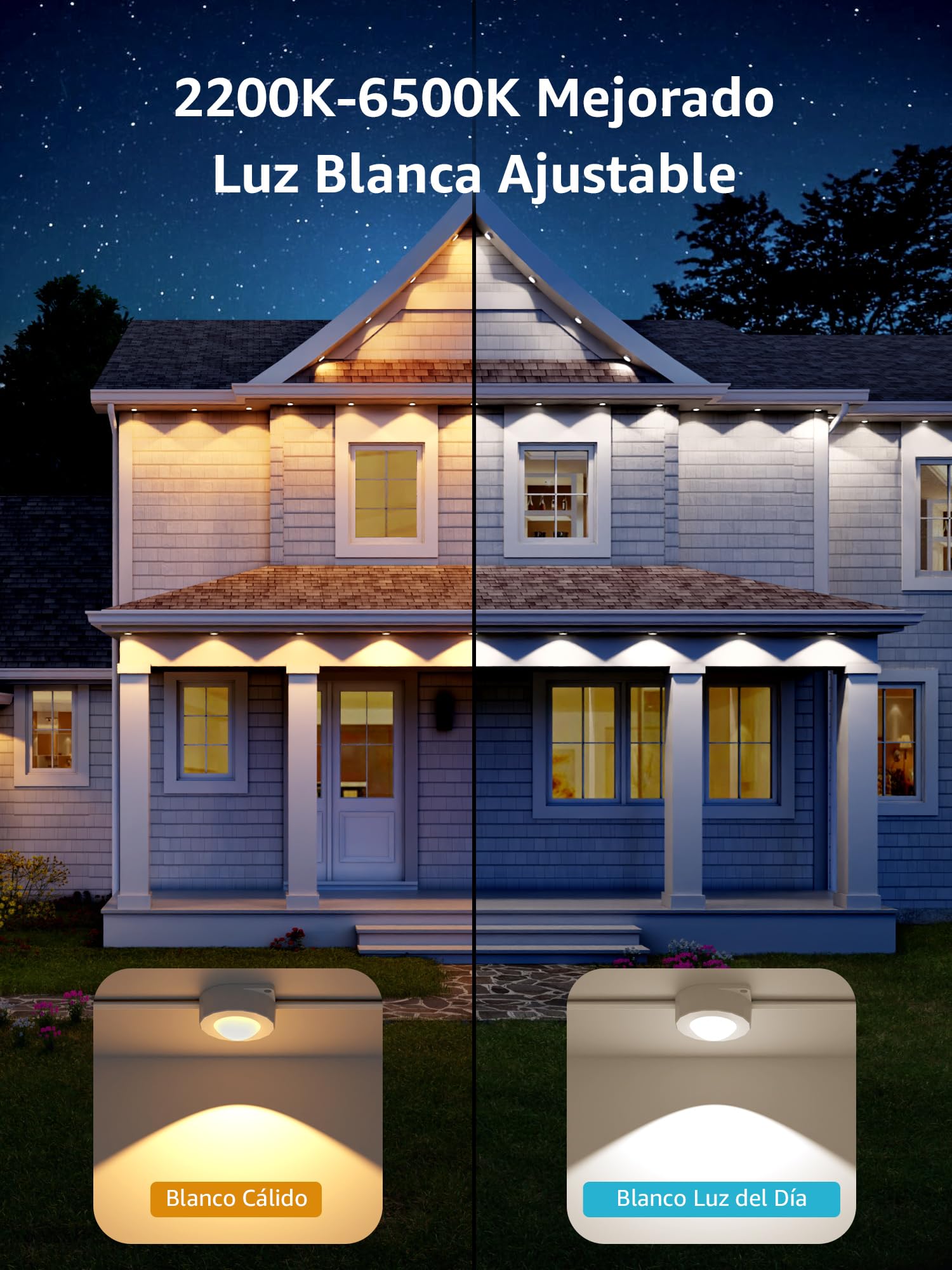 Lepro E1 Exteriores Inteligentes para Aleros, 30m 60 LEDs, Luces Ajustable | AI Permanent Outdoor Lights, IP65, RGB IC & Diseñador de Iluminación AI Personalizado, Compatible con Alexa/Google Assistant