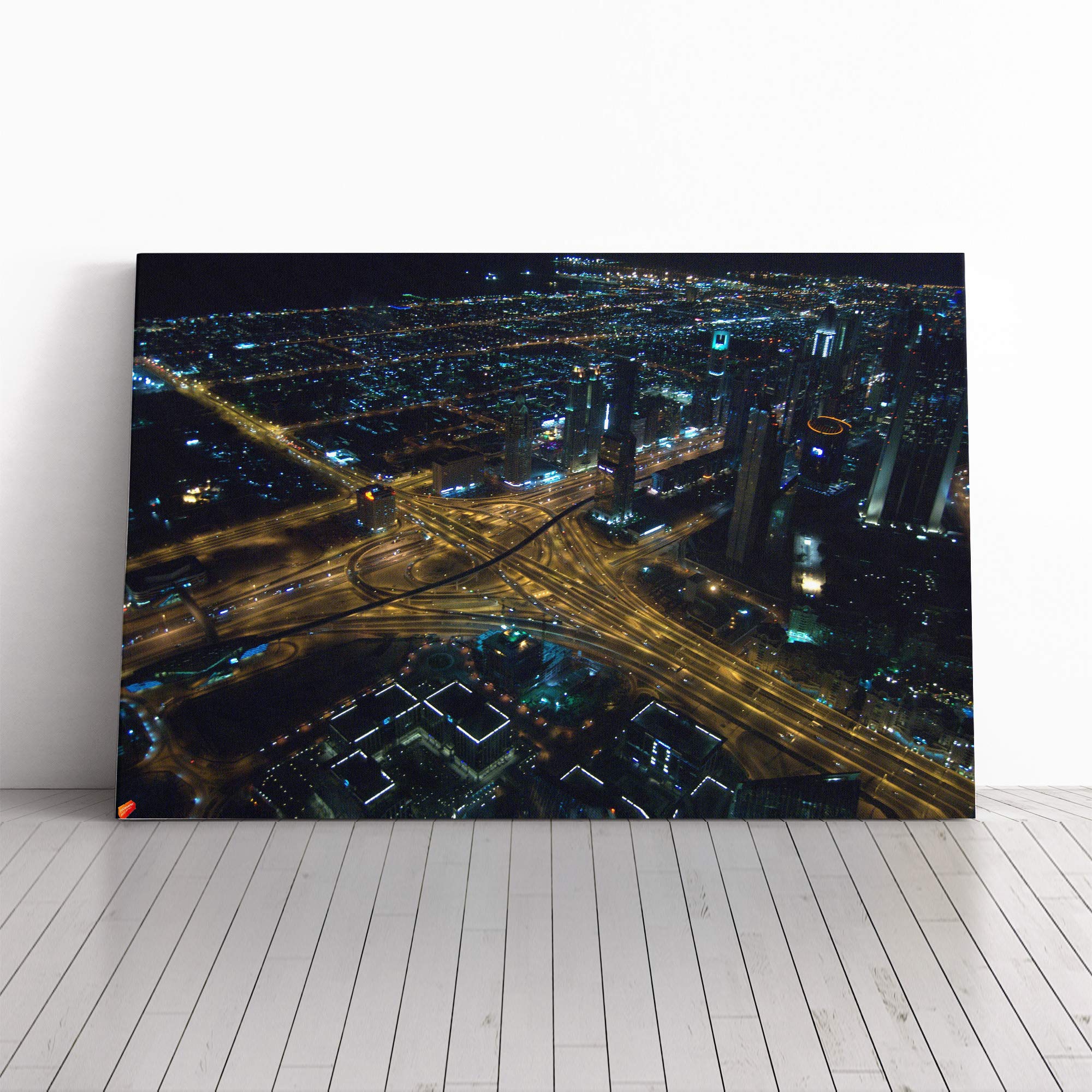 (30x20 Inch / 76x50cm) Dubai United Arab Emirates Skyline Canvas Print | Gallery Wrapped 30mm Frame Wall Art | 30x20 inches | Ready to Hang | Contemporary Cityscape Picture | Living Room Lounge Office