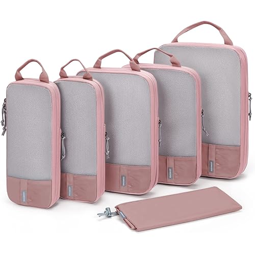 BAGSMART 6 Set Compression Packing Cubes - Lightweight Travel Essentials, Durable Luggage Organizer