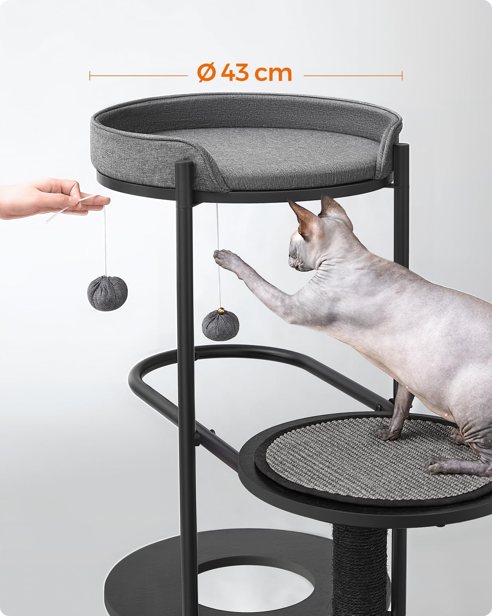 Feandrea Krabpaal Klein 67cm Krabpaal Kattenhuis voor Kittens tot 3kg Groot Platform Sisalpalen Beige PCT611M01